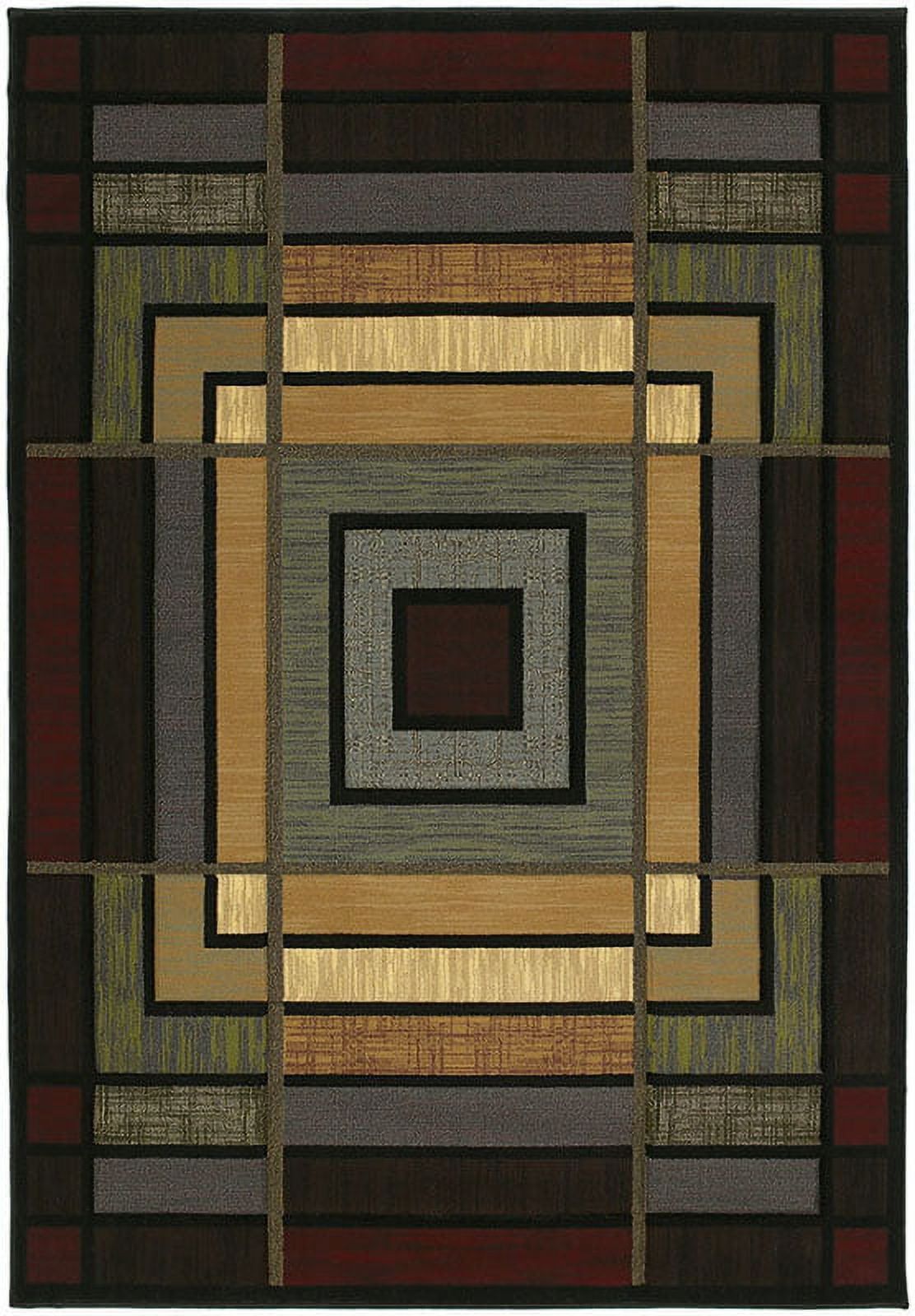 Smoke Blue Geometric Synthetic Area Rug 5' x 8'