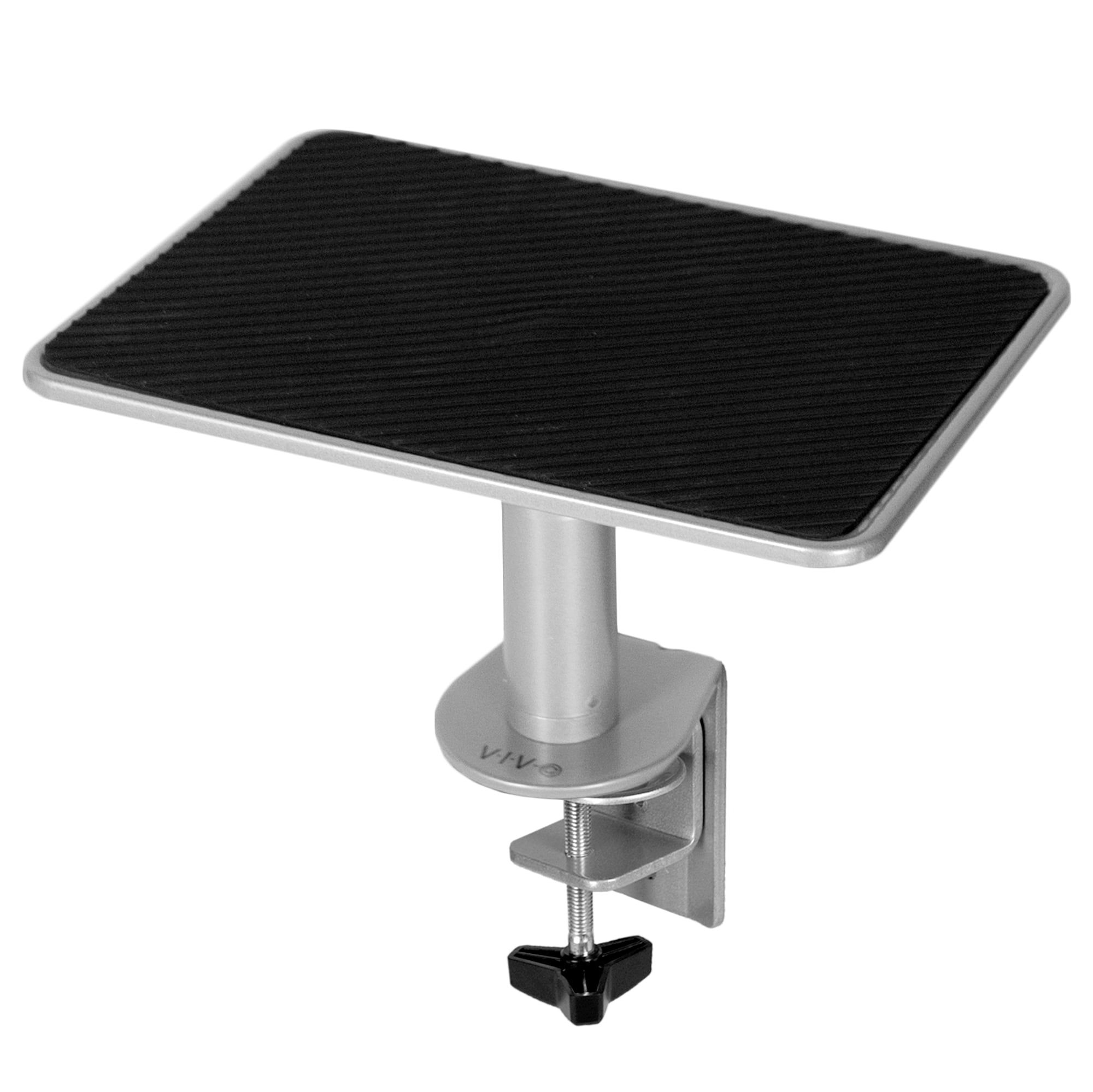 Silver Adjustable Clamp-On Monitor and Laptop Riser Desk Stand