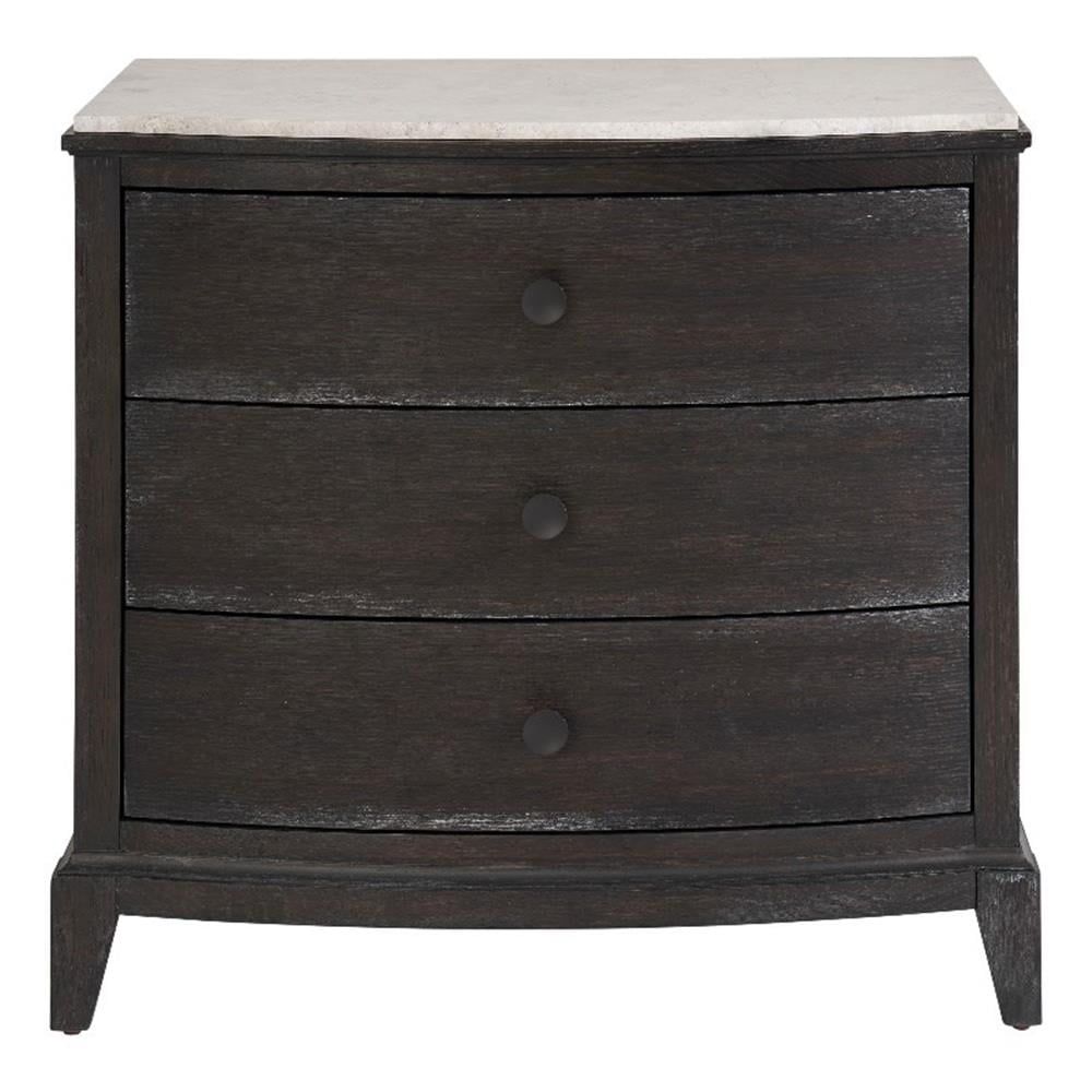 Black Oak 3-Drawer Nightstand with Stone Top