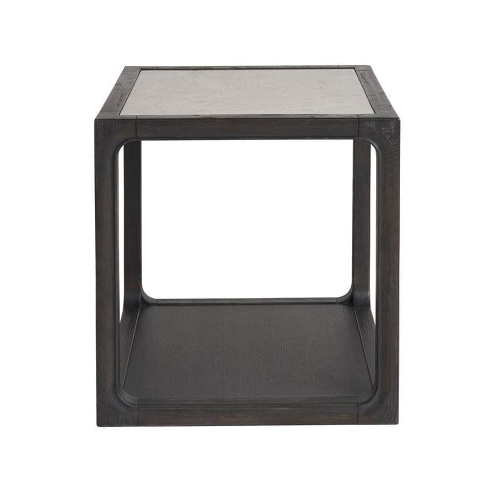 Ravenwood Oak Wood End Table with Inset Stone Top