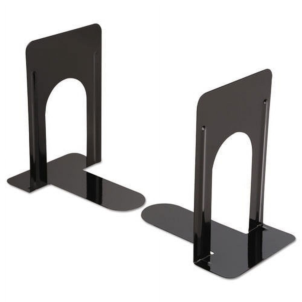 Black Enamel Heavy Gauge Steel Bookends, 9-inch