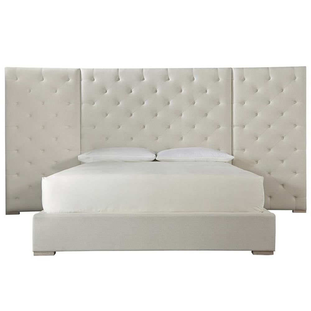 California King White Tufted Upholstered Wood Bed with Headboard