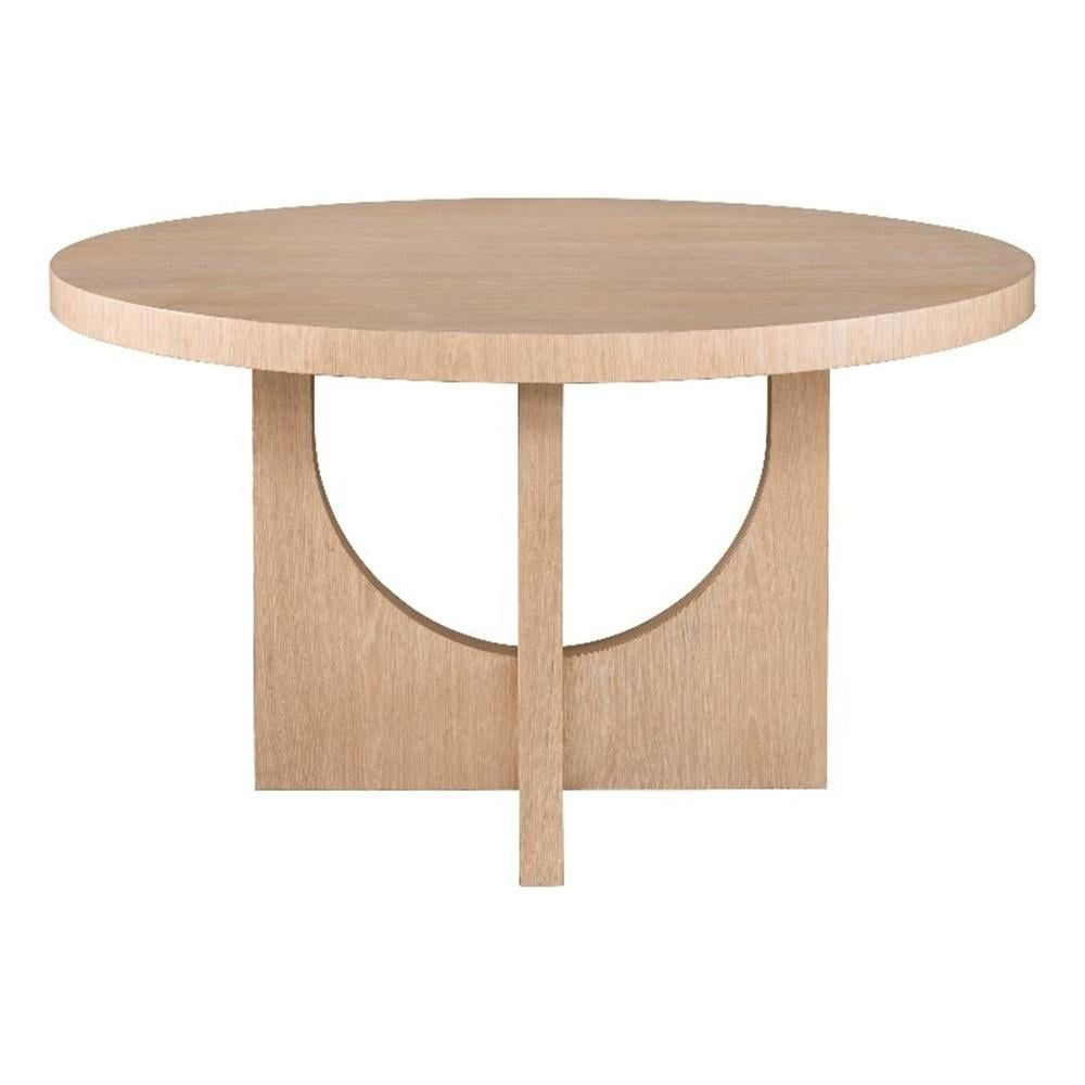 Tech Oak Round Dining Table with Interlocking Pedestals