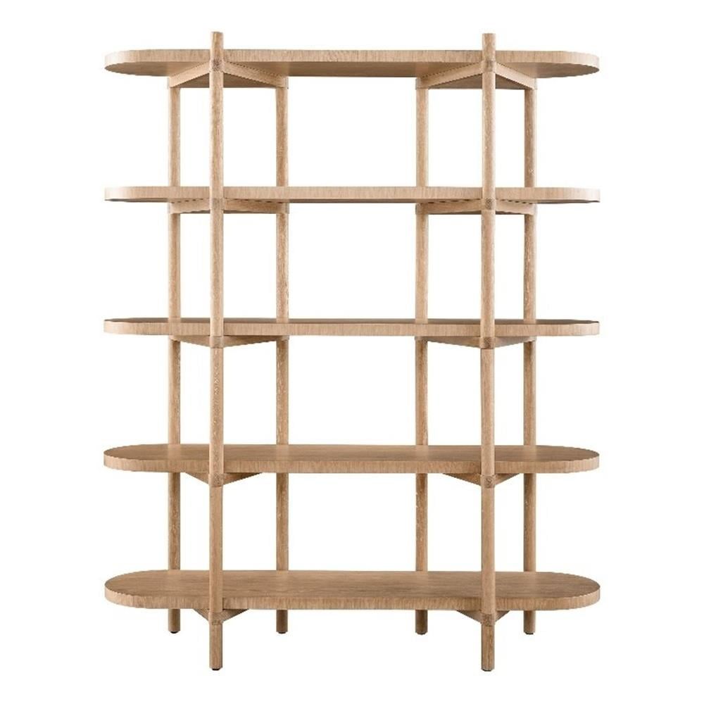 Modern Oak 5-Shelf Etagere Bookcase