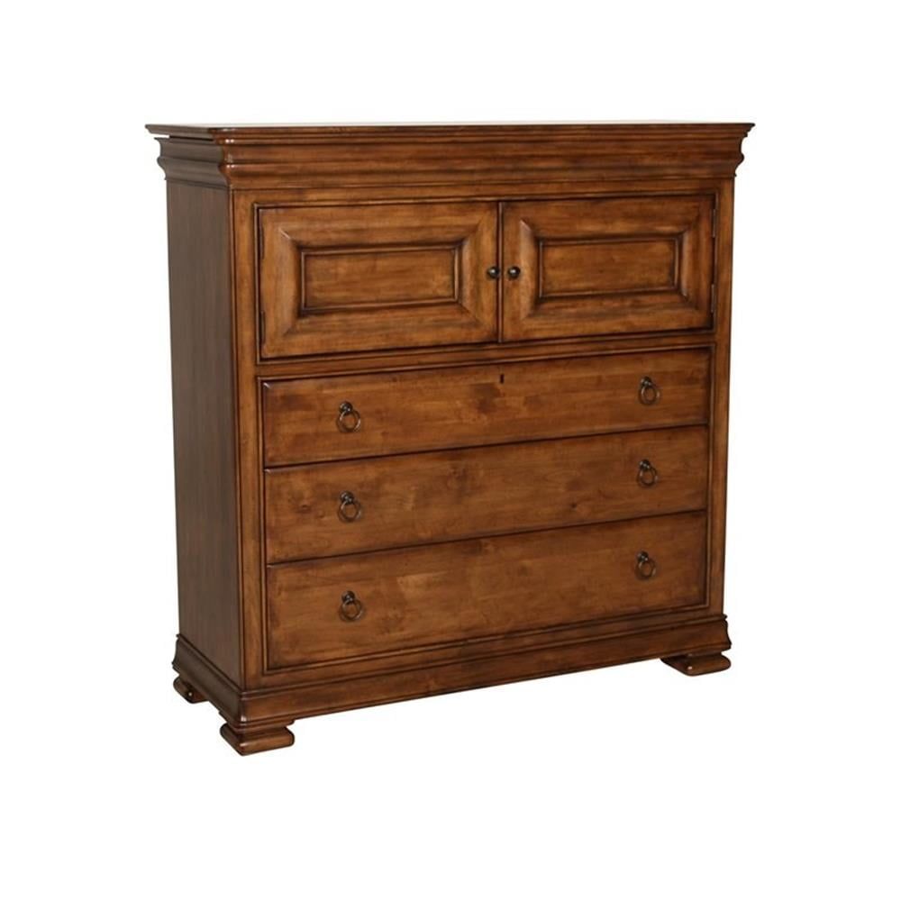 Traditional Brown Alder Wood Dressing Chest with Dovetail Drawer