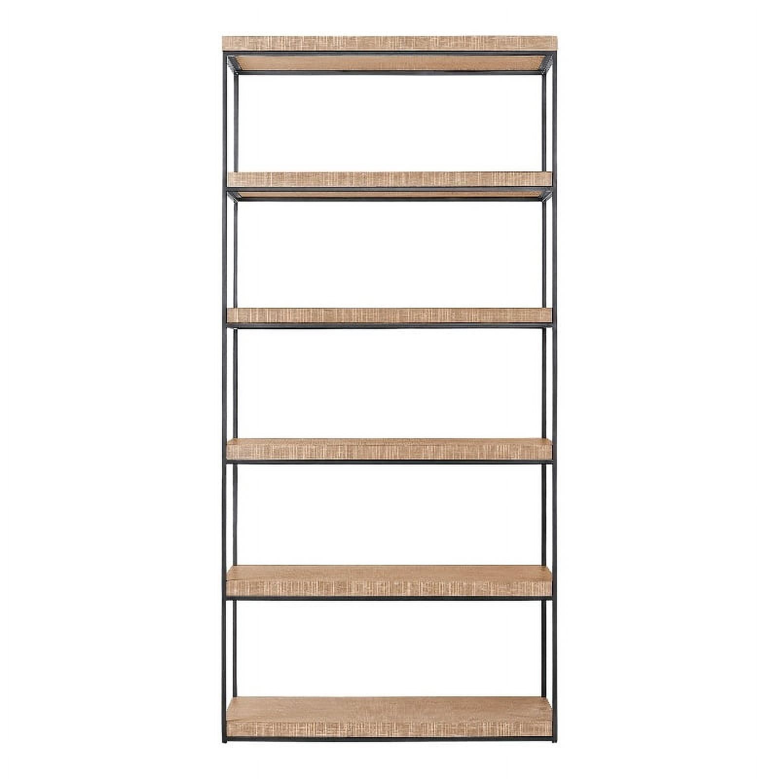 Rustic Natural Oak and Metal 6-Shelf Etagere