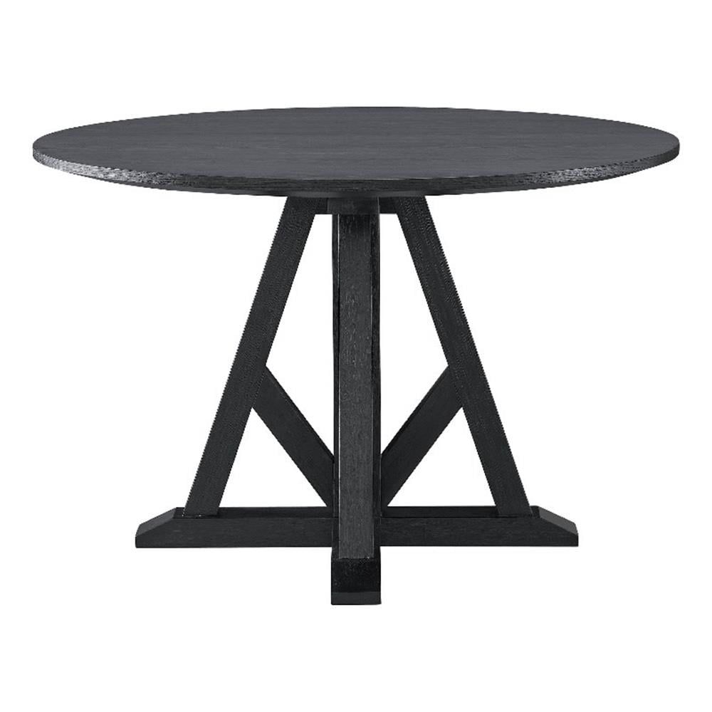 Round Black Reclaimed Wood Farmhouse Dining Table