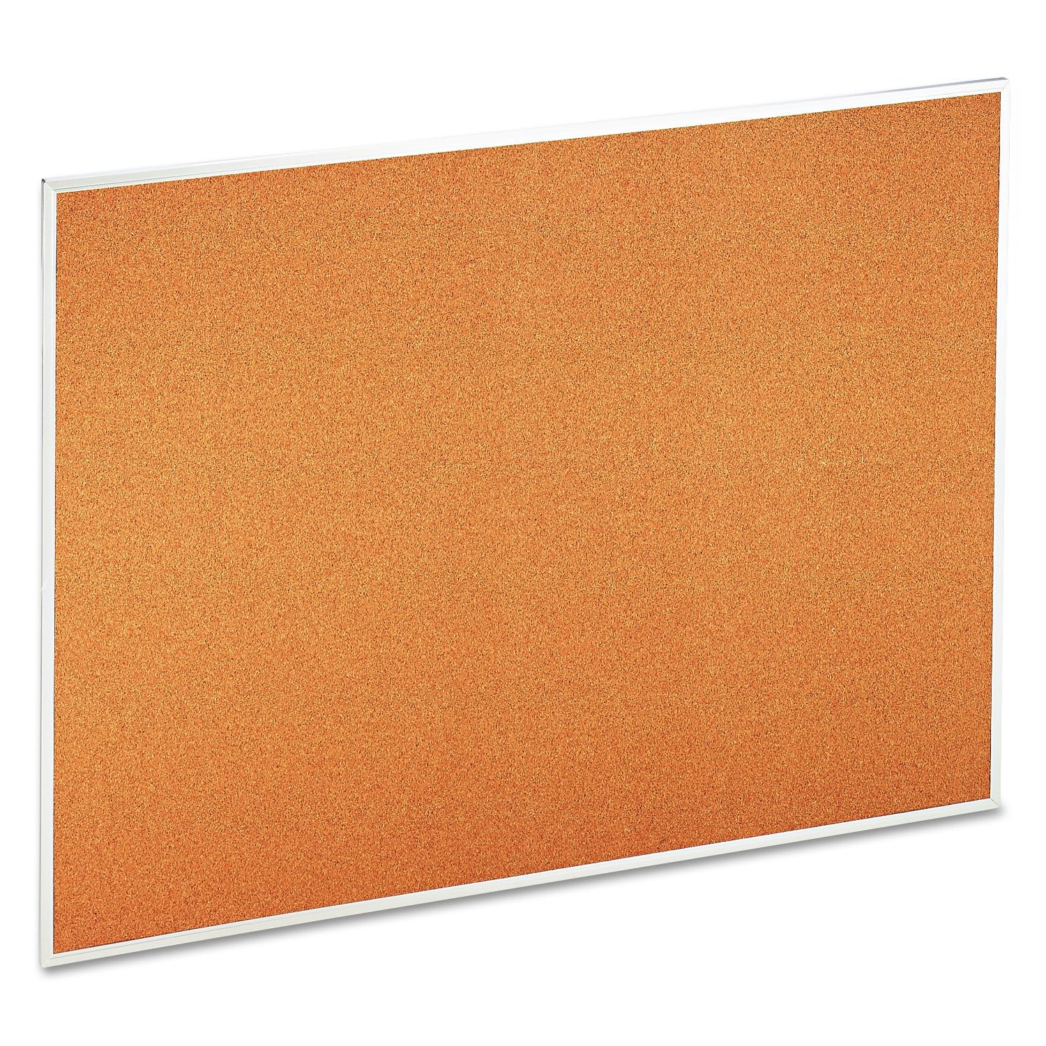 Universal Natural Cork Bulletin Board with Satin Aluminum Frame, 48" x 36"