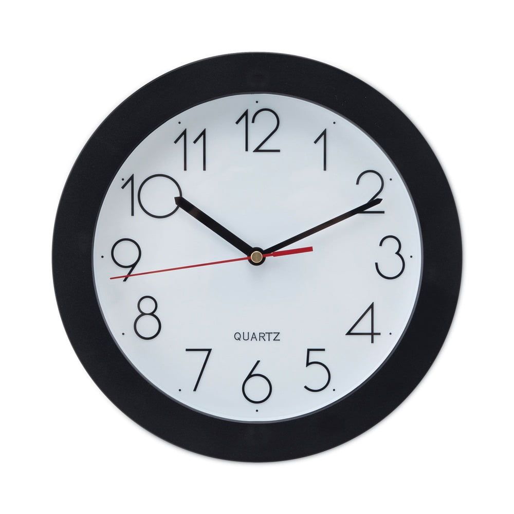 Compact Black Quartz Round Wall Clock with Bold Numbers