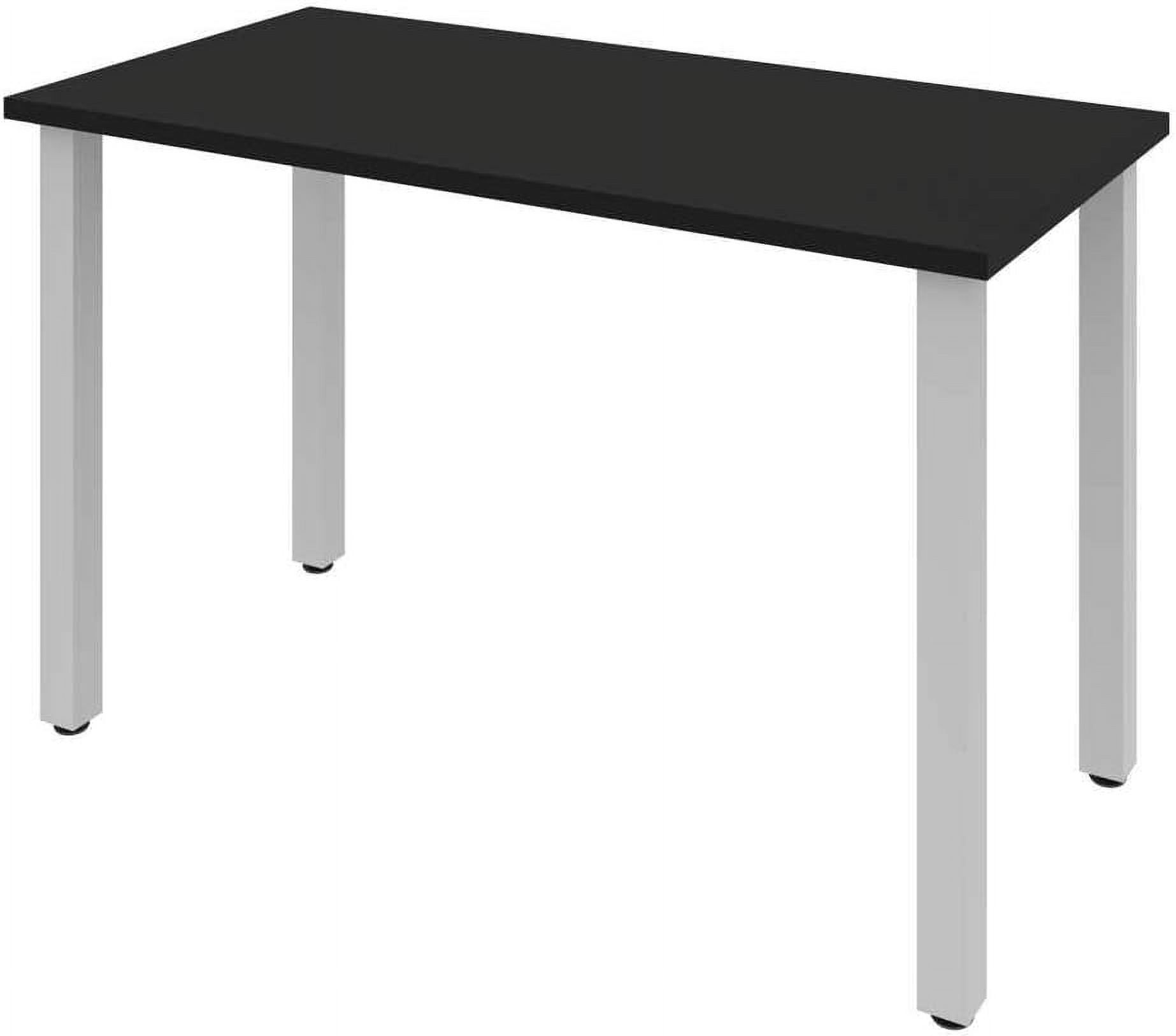 Modern Black Home Office Desk with Square Metal Legs, 47.6"