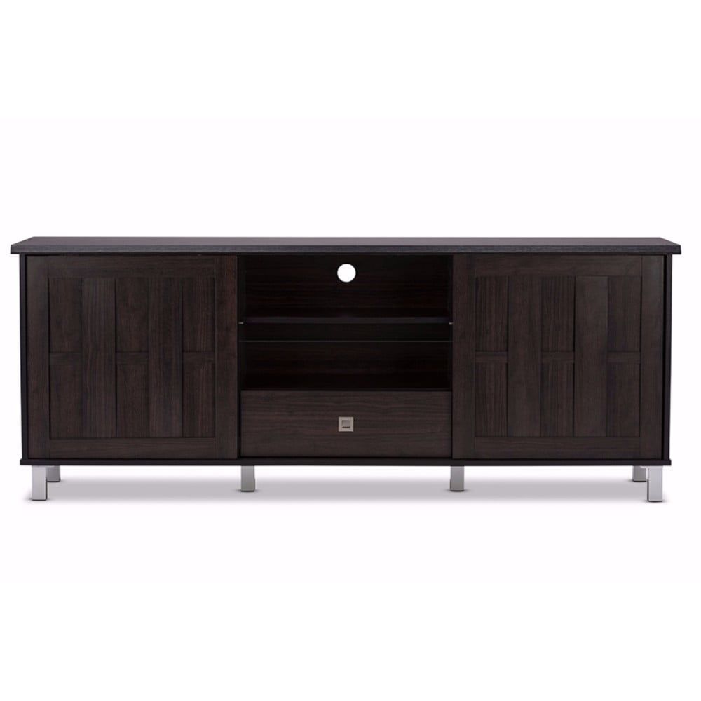 Unna 70-Inch Modern Dark Brown Engineered Wood TV Cabinet