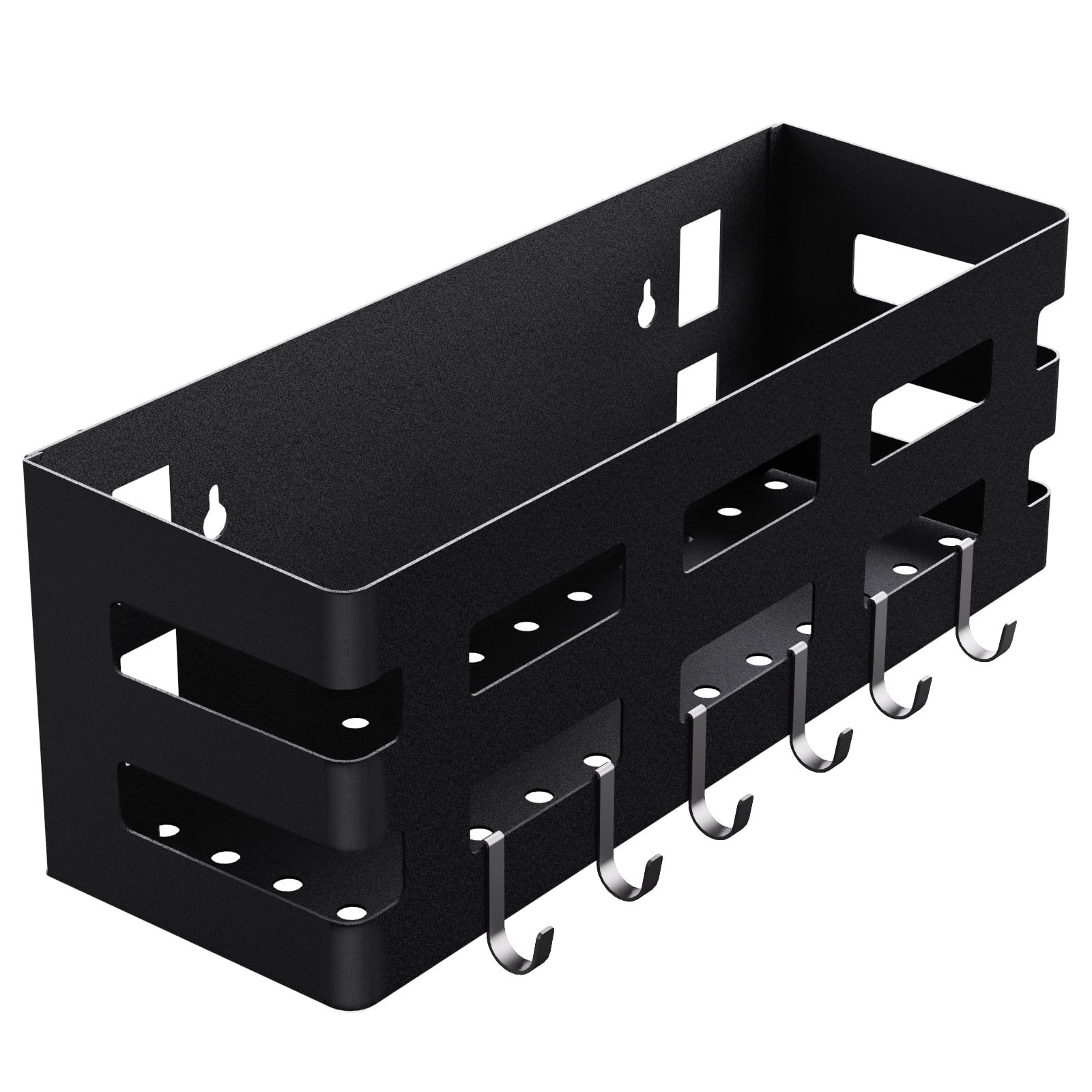 Black Magnetic Aluminum Grill Caddy with Hooks