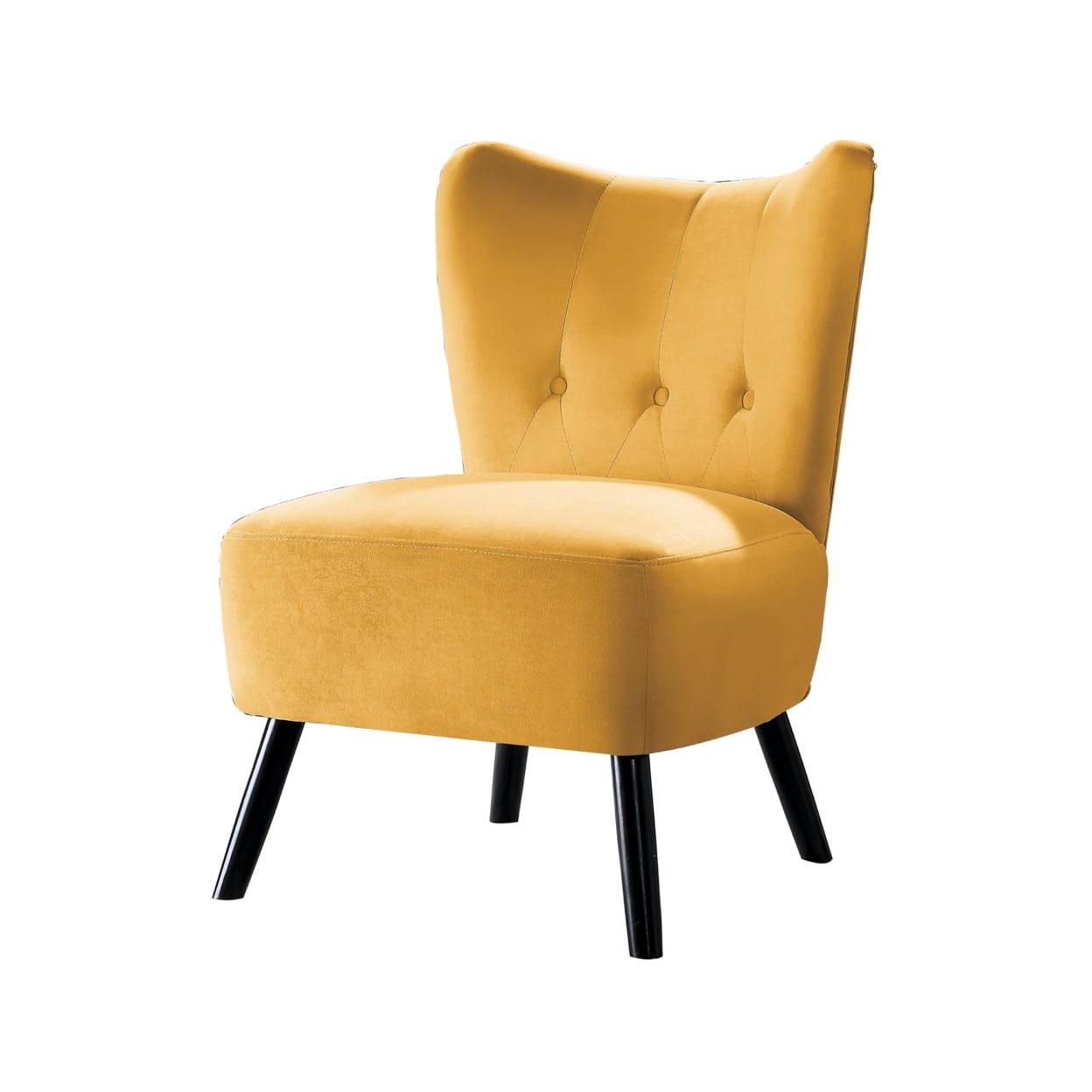 Yellow Velvet Armless Accent Chair with Flared Back