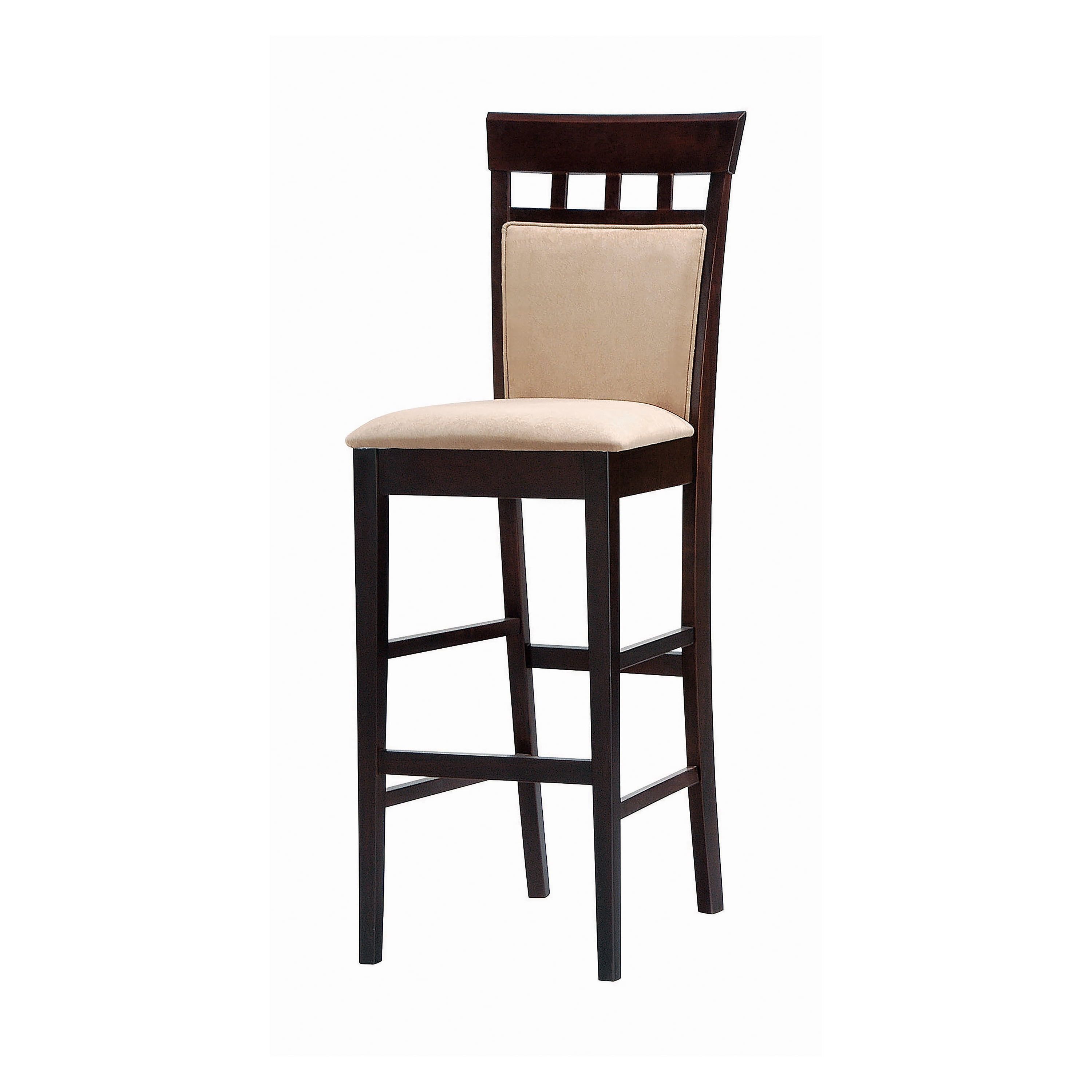 Cappuccino and Tan Upholstered Wood Bar Stool Set