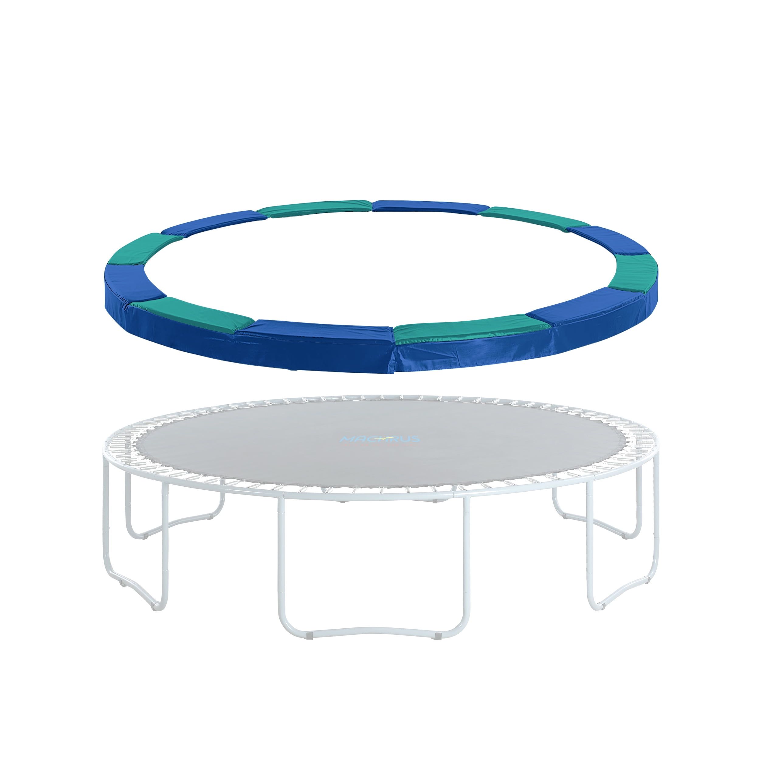 Blue and Green Round Water-Resistant Trampoline Safety Pad, 15 ft