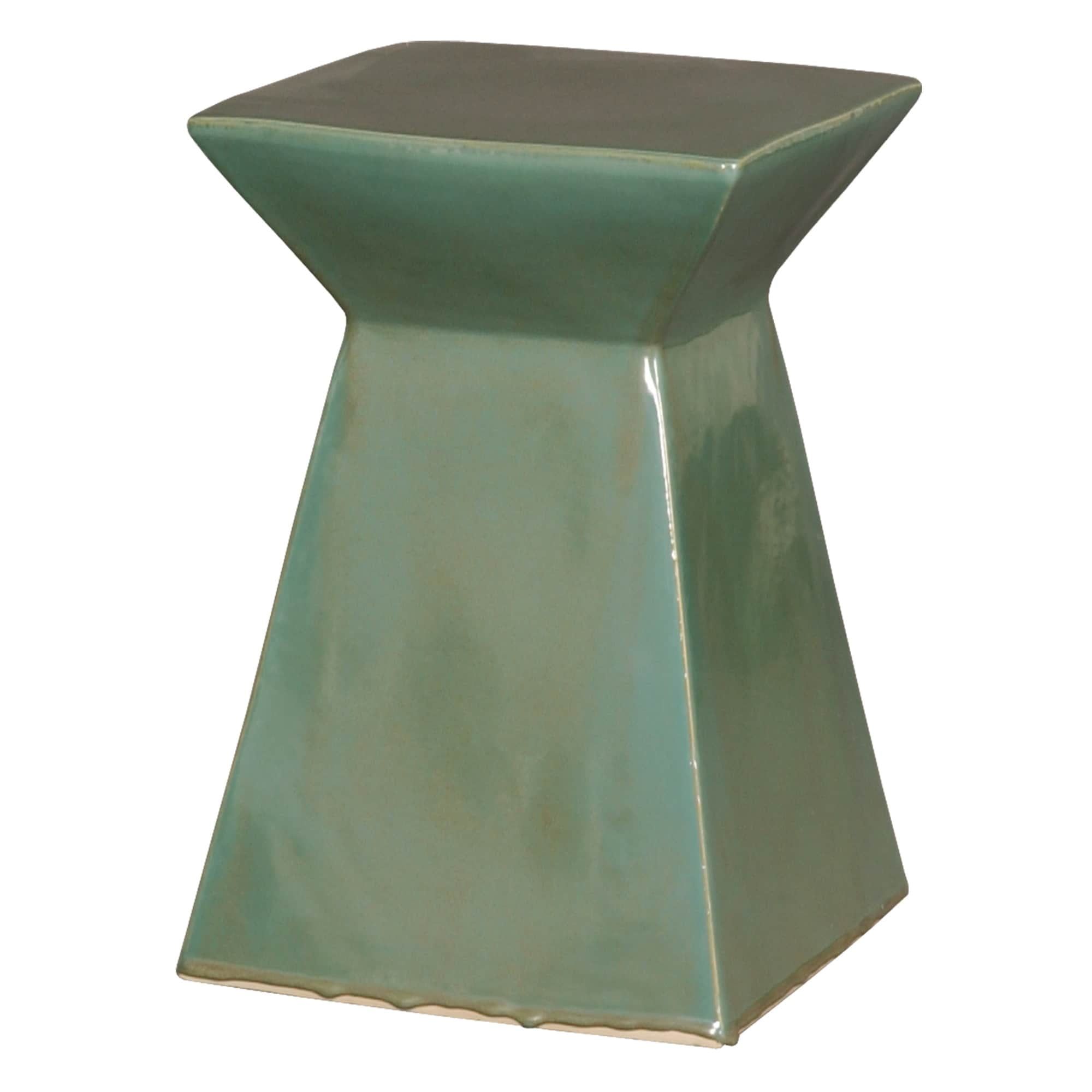 Luminous Green Ceramic Garden Stool 12"x18"