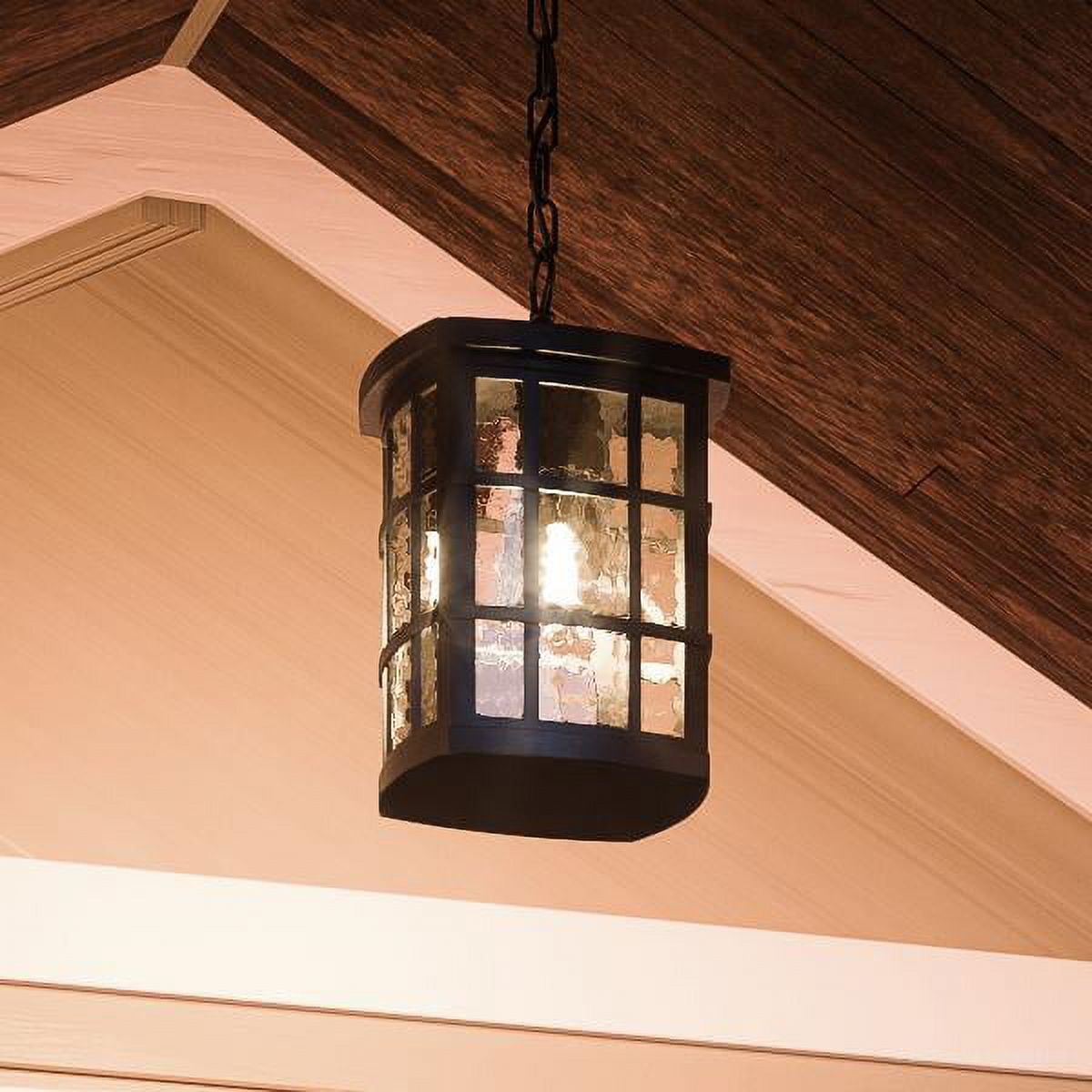 Black Glass Craftsman Outdoor Pendant Light with LED