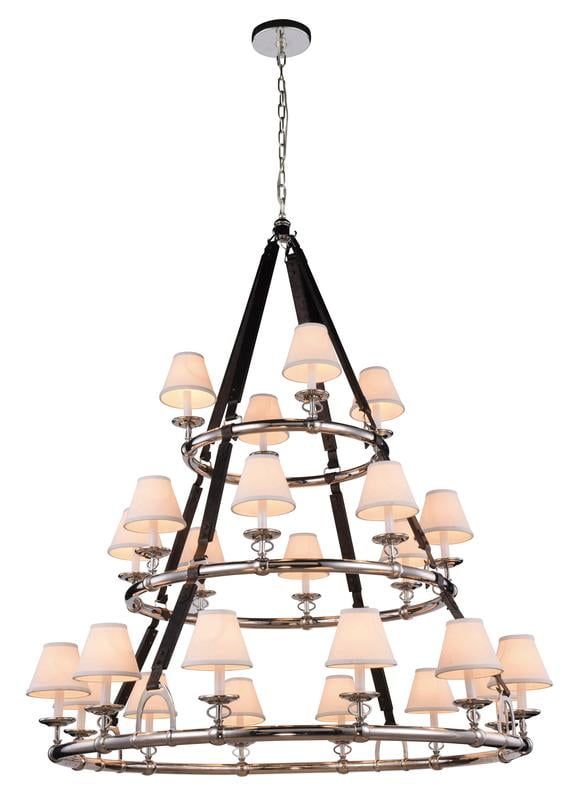 Elegant 52" Polished Nickel 24-Light Farmhouse Chandelier