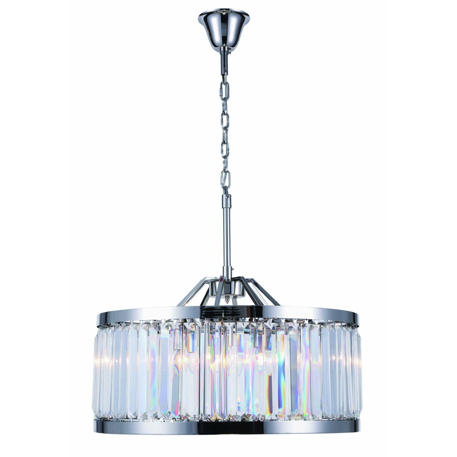 Polished Nickel 8-Light Chandelier with Clear Crystal Trim