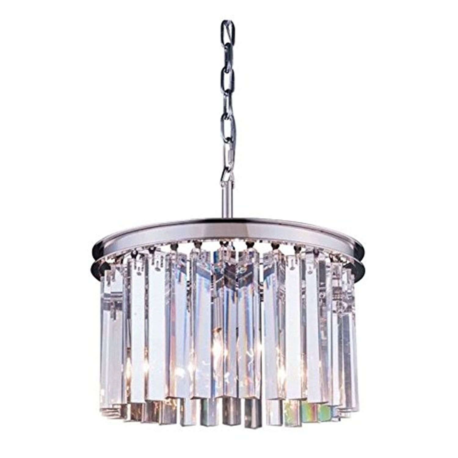 Elegant Sydney 6-Light Clear Crystal Pendant in Polished Nickel