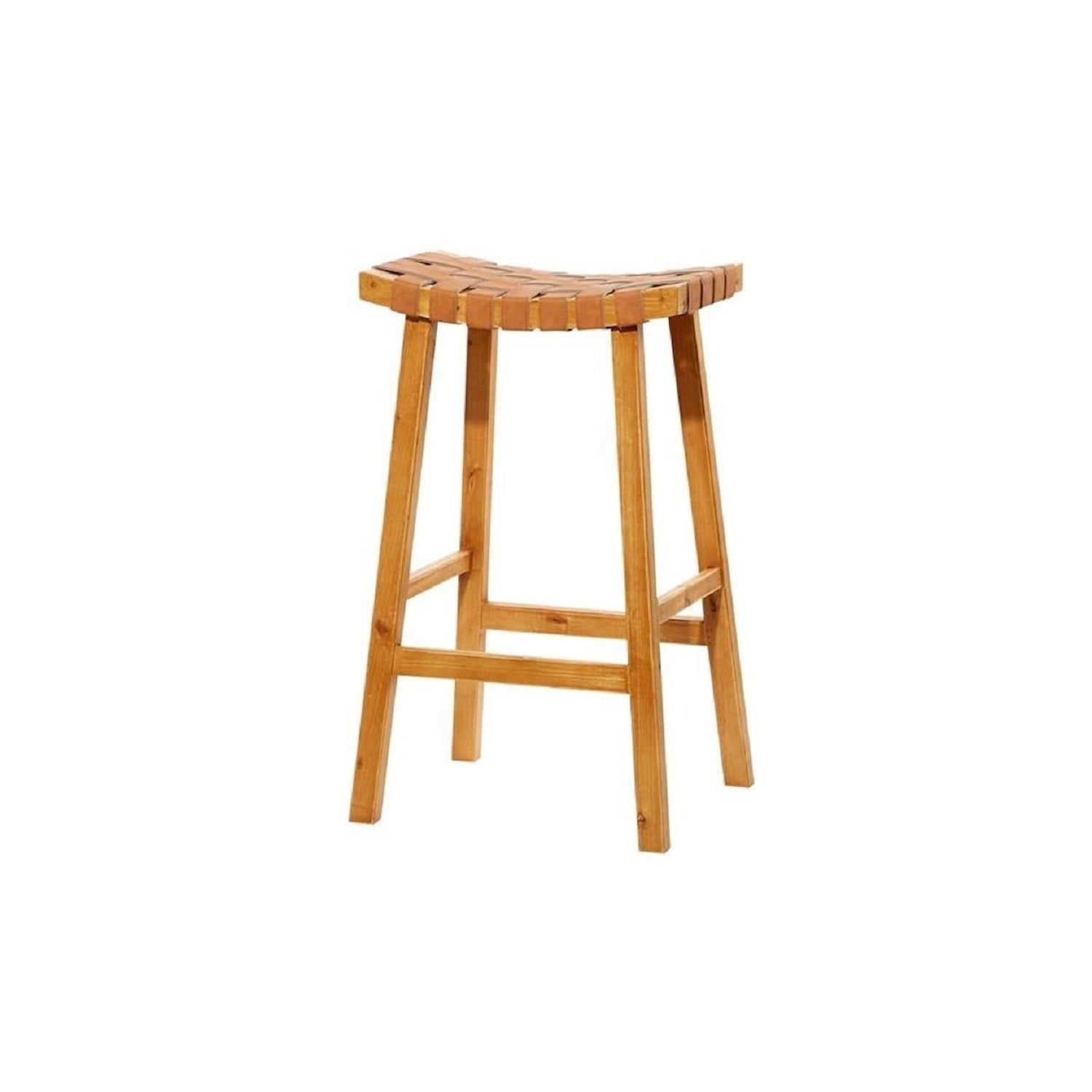 Birchwood Elegance 30" Modern Woven Leather Bar Stool