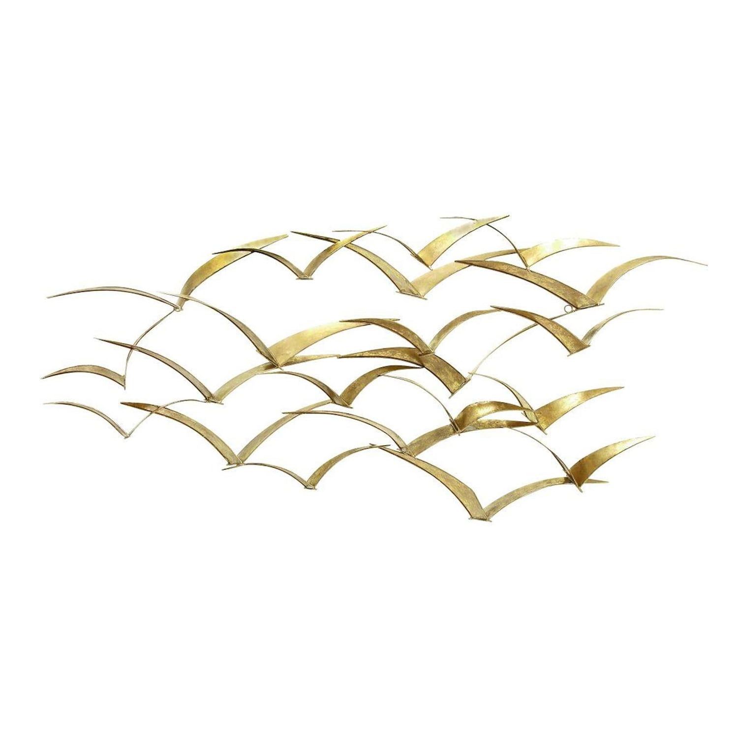 Gold Handcrafted Iron Flock of Birds Wall Art