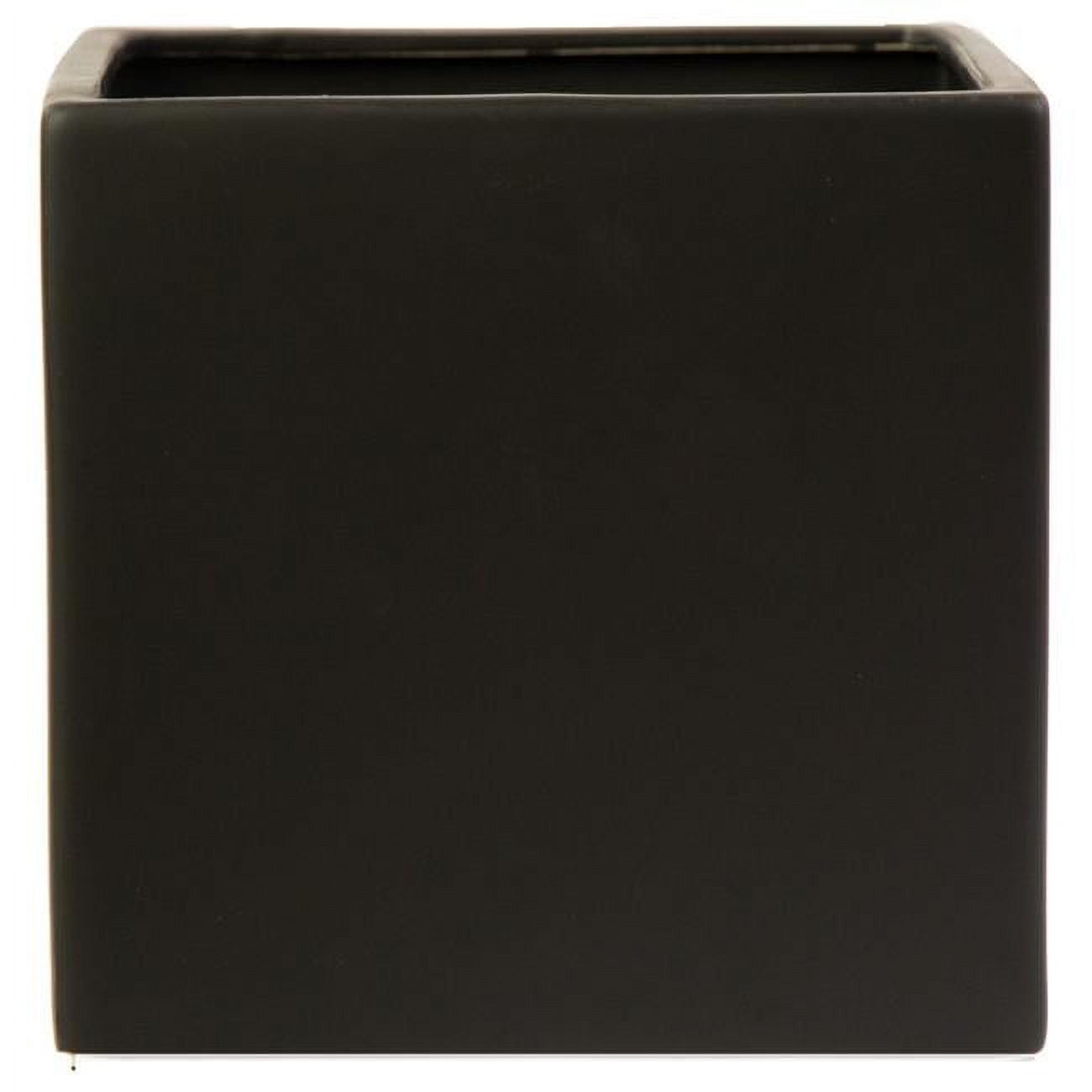 Medium Matte Black Ceramic Square Pot