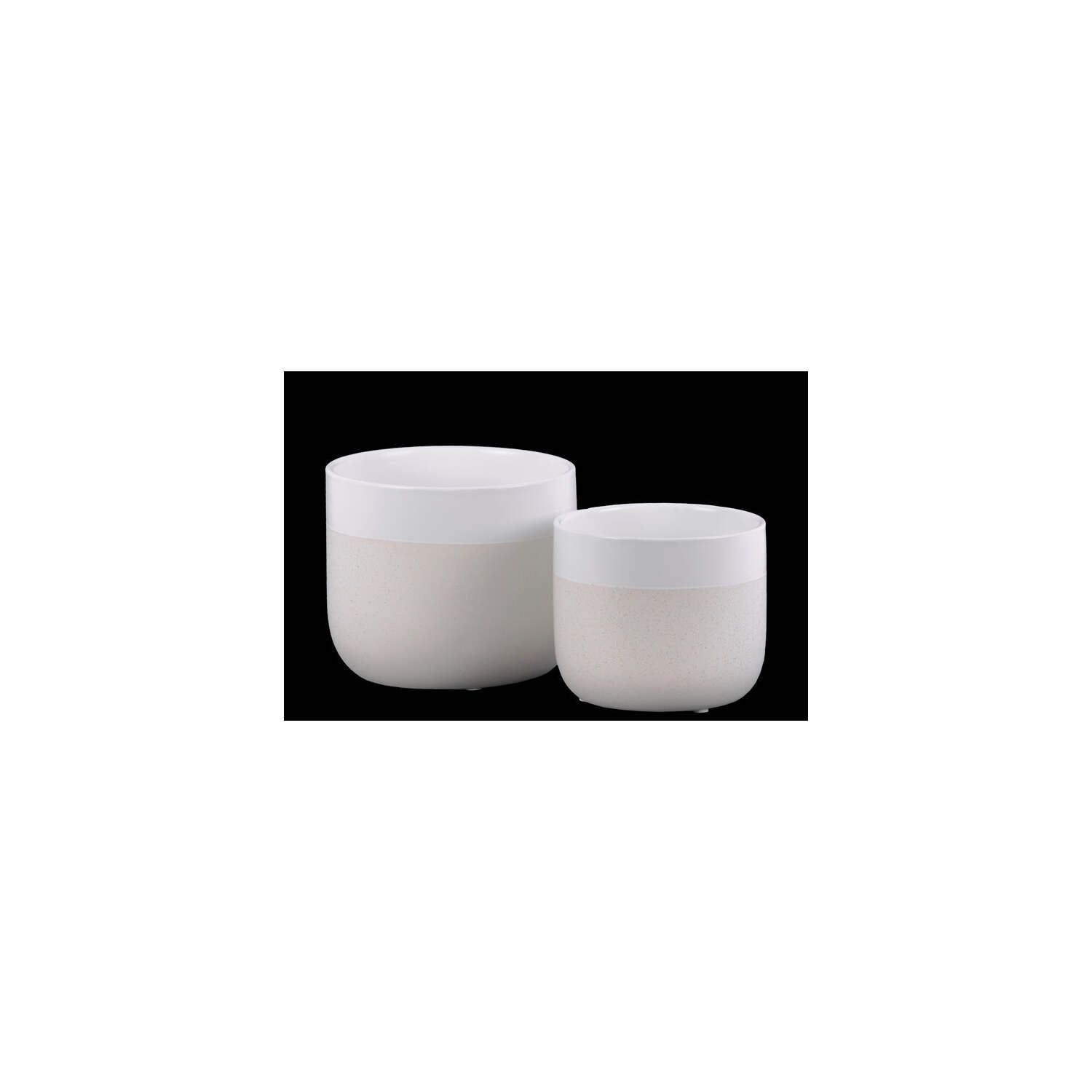 Matte White Ceramic Round Pots with Tapered Bottom, Set of Two