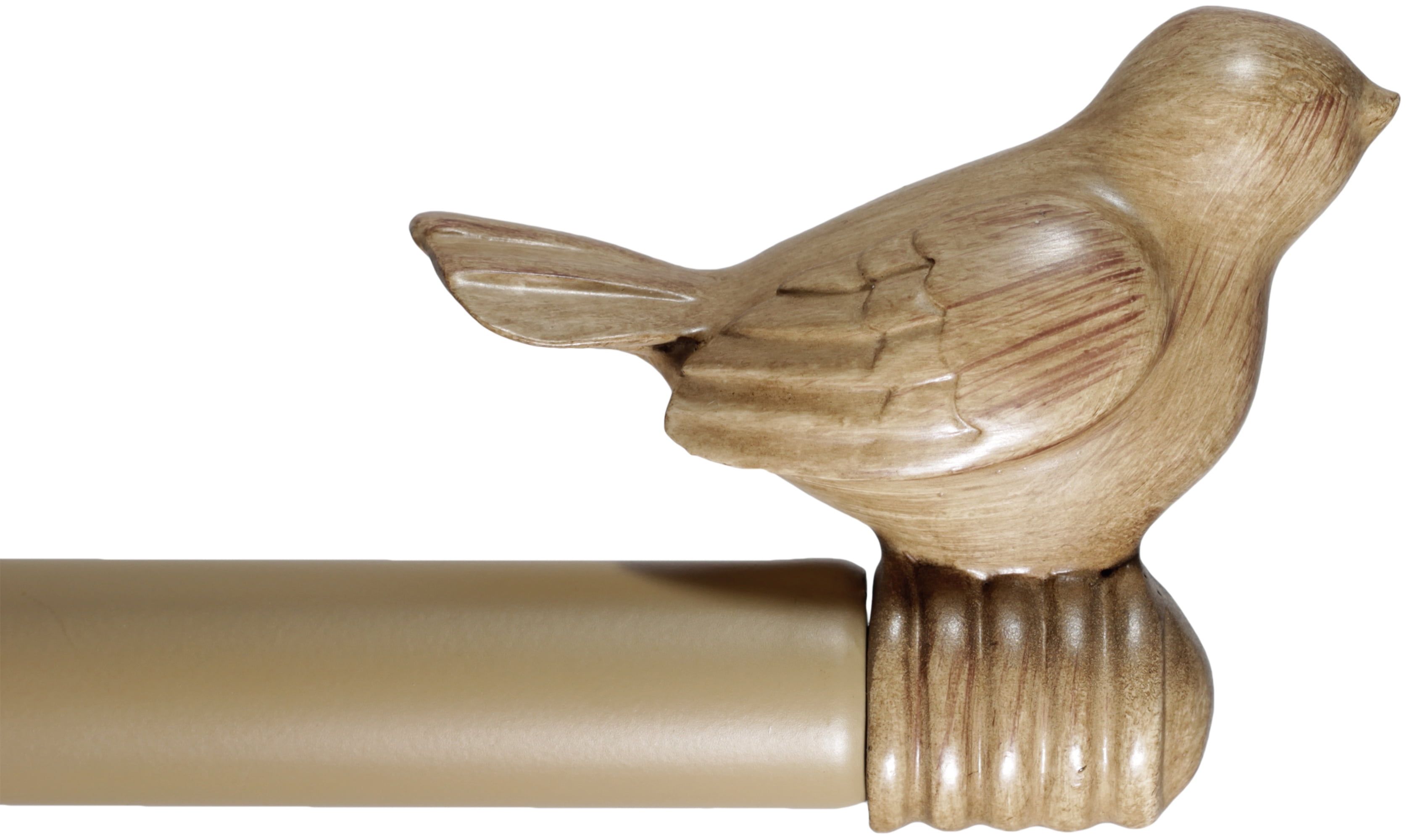Cottage Beige Polyresin Bird Adjustable Curtain Rod, 28"-48"