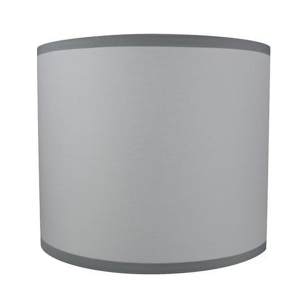 Off-White Cotton Drum Lamp Shade with Dark Gray Trim