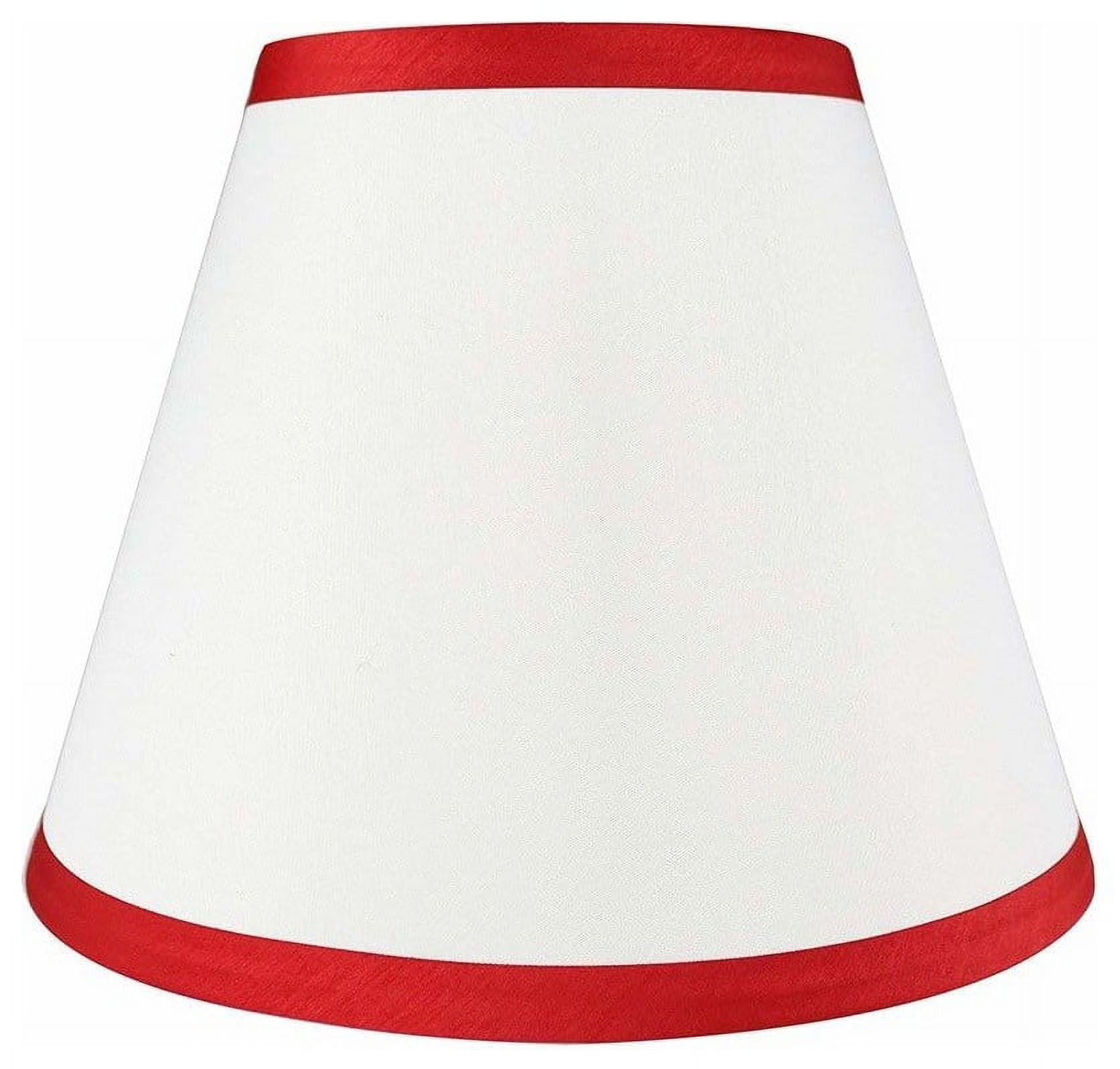 Off-White and Red Silk Hardback Lamp Shade, 7"