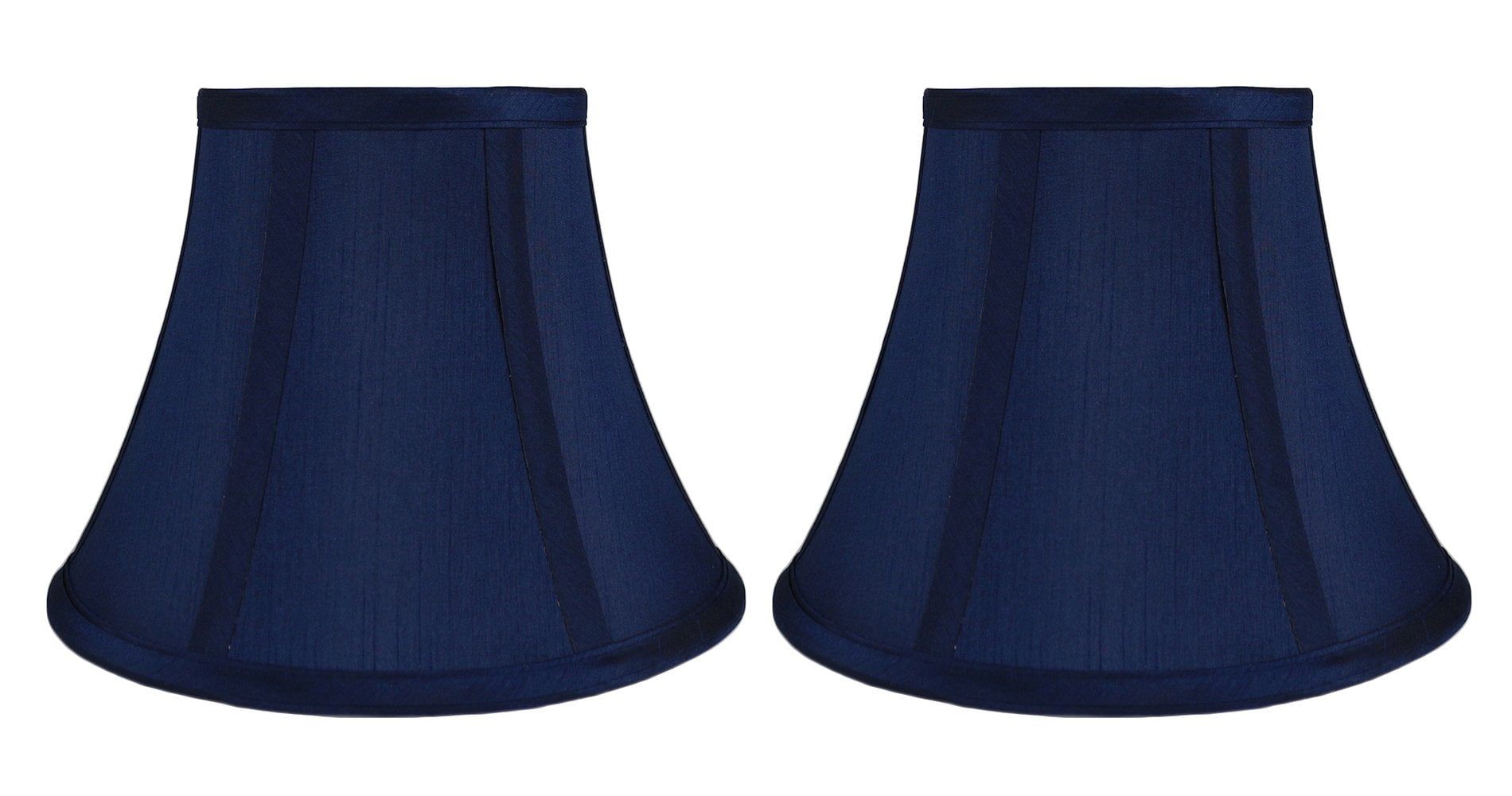 Navy Blue Faux Silk Bell Lampshades Set of 2