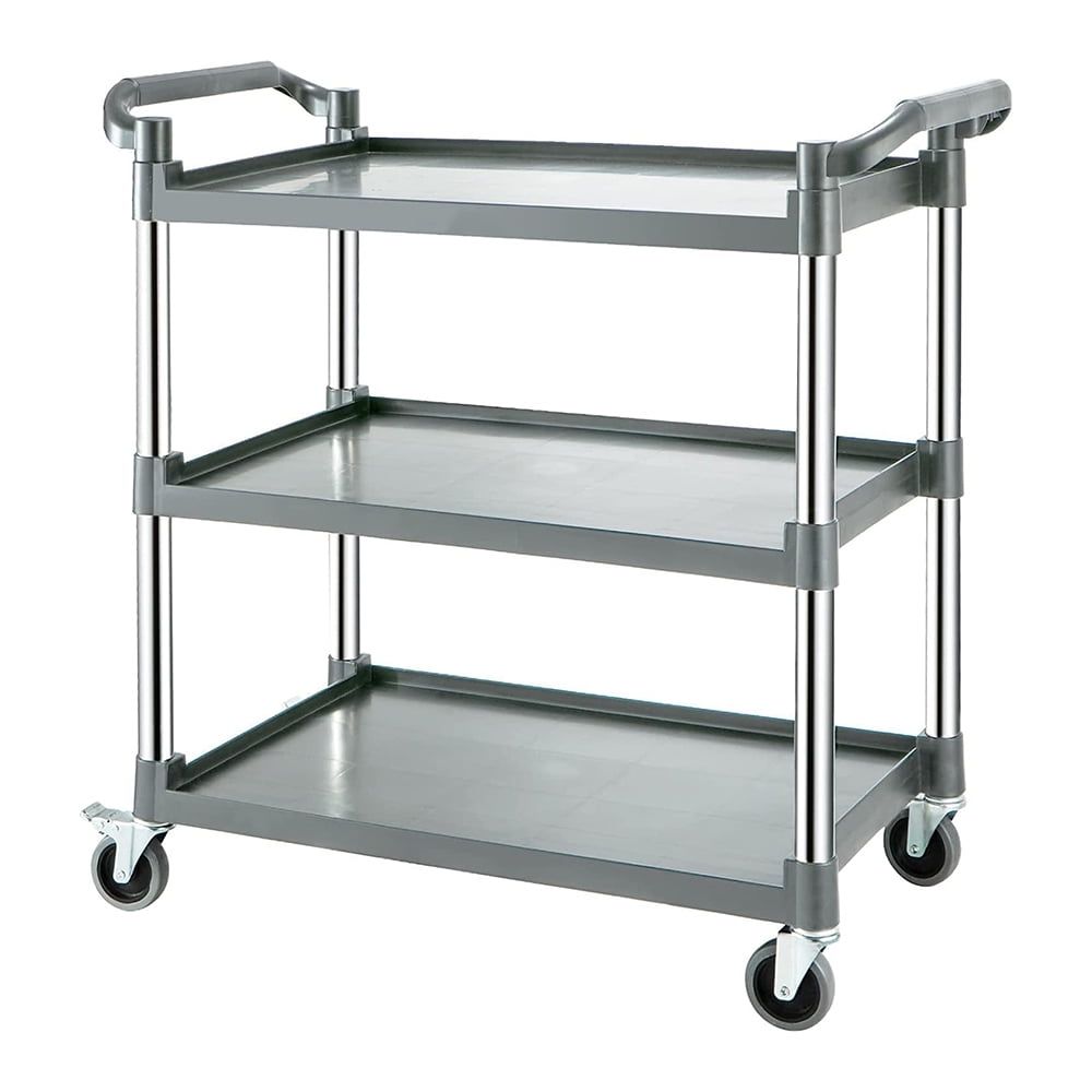 Gray 3-Shelf Heavy Duty Rolling Utility Cart with Lockable Wheels