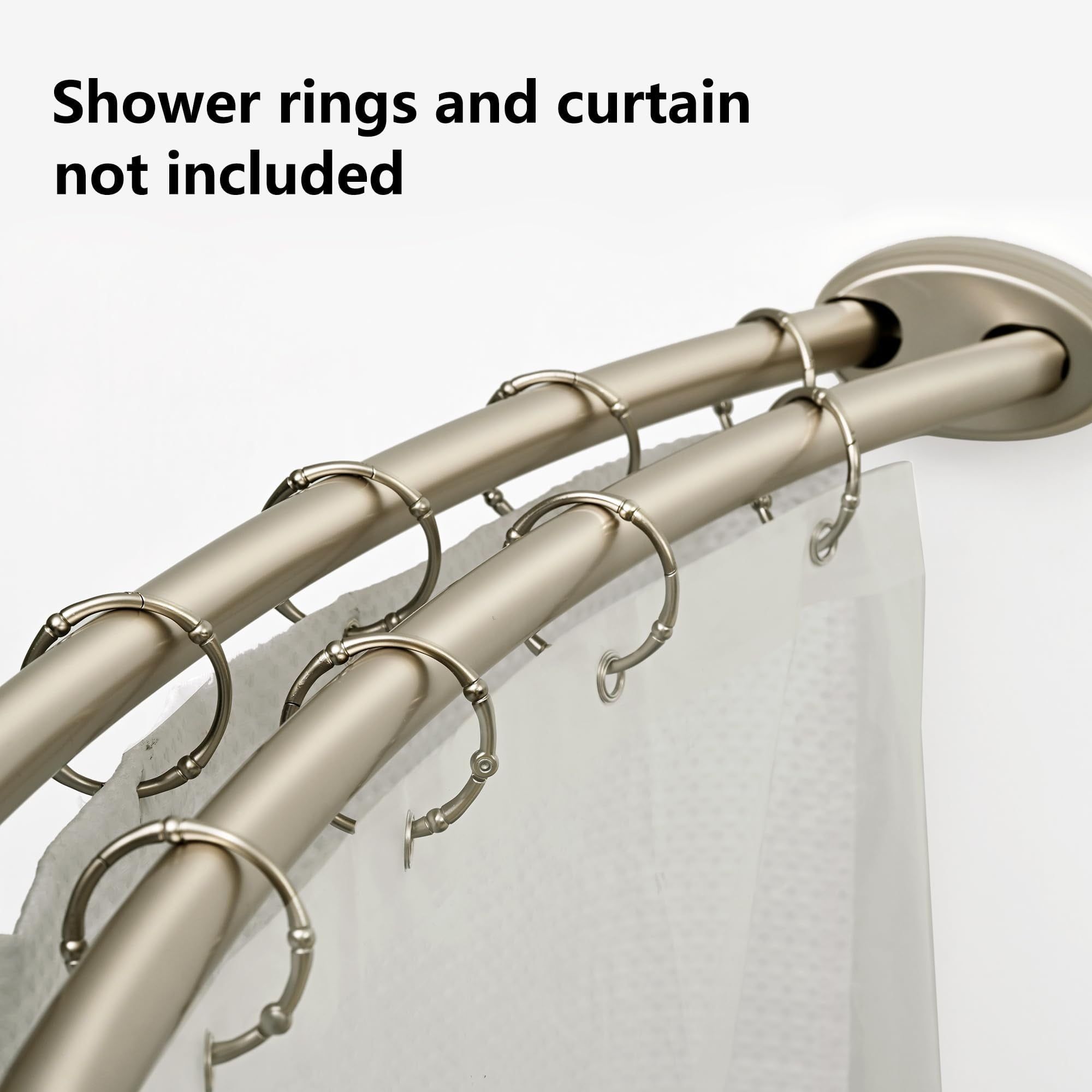 Nickel Wall Mounted Double Curved Aluminum Shower Rod