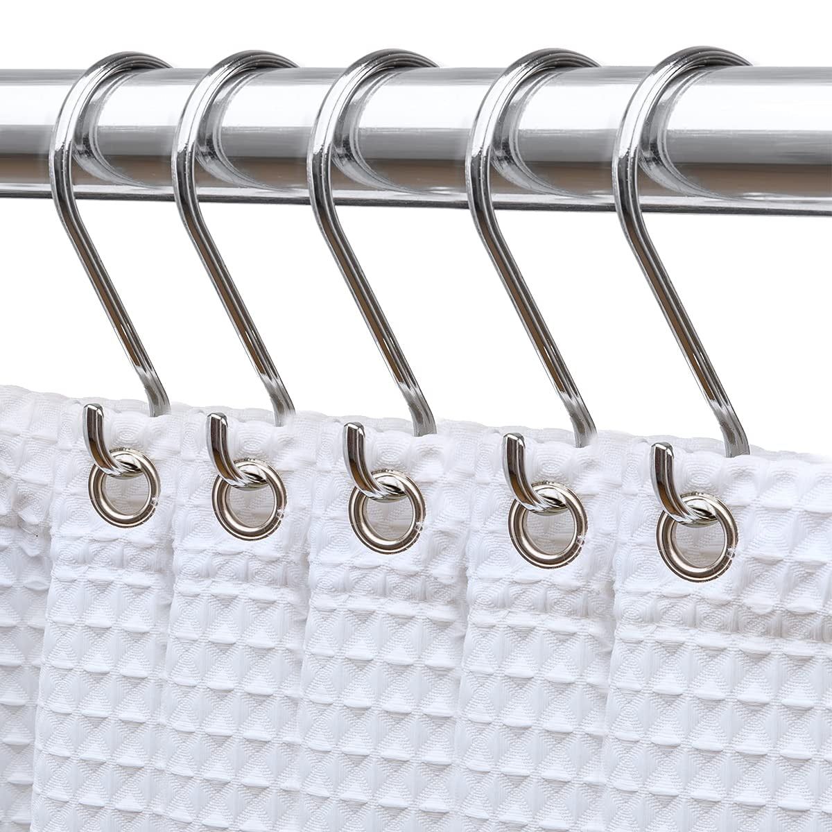 Polished Chrome Rust-Proof Shower Curtain Hooks Set of 12