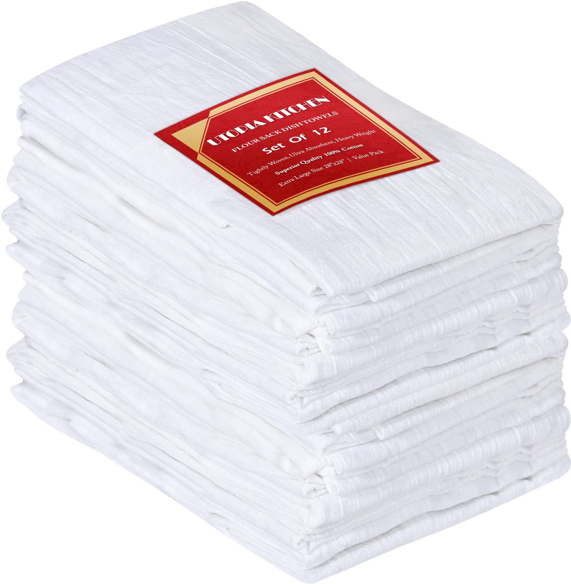 White Cotton Flour Sack Towels Set of 12