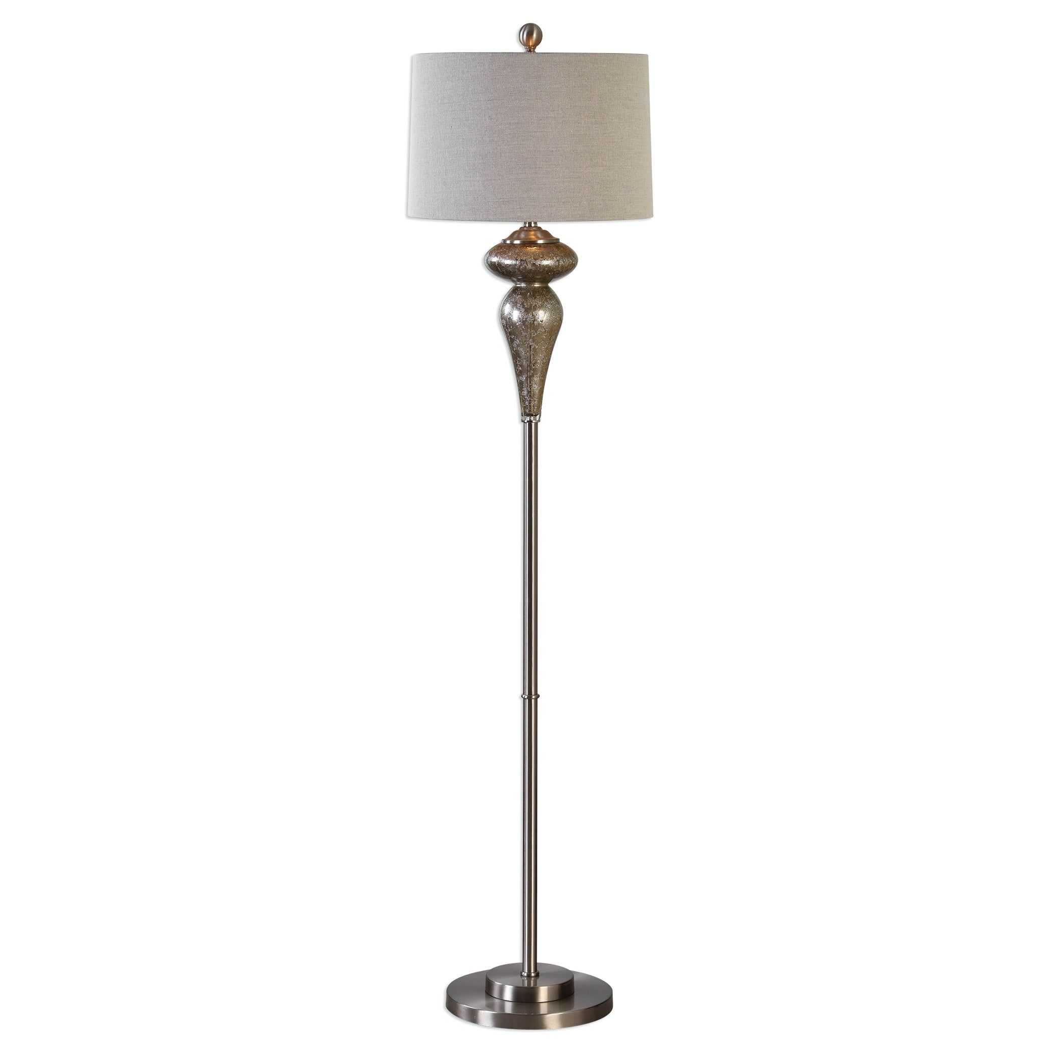 Vercana 64" Smoked Mercury Glass & Brushed Nickel Floor Lamp Set