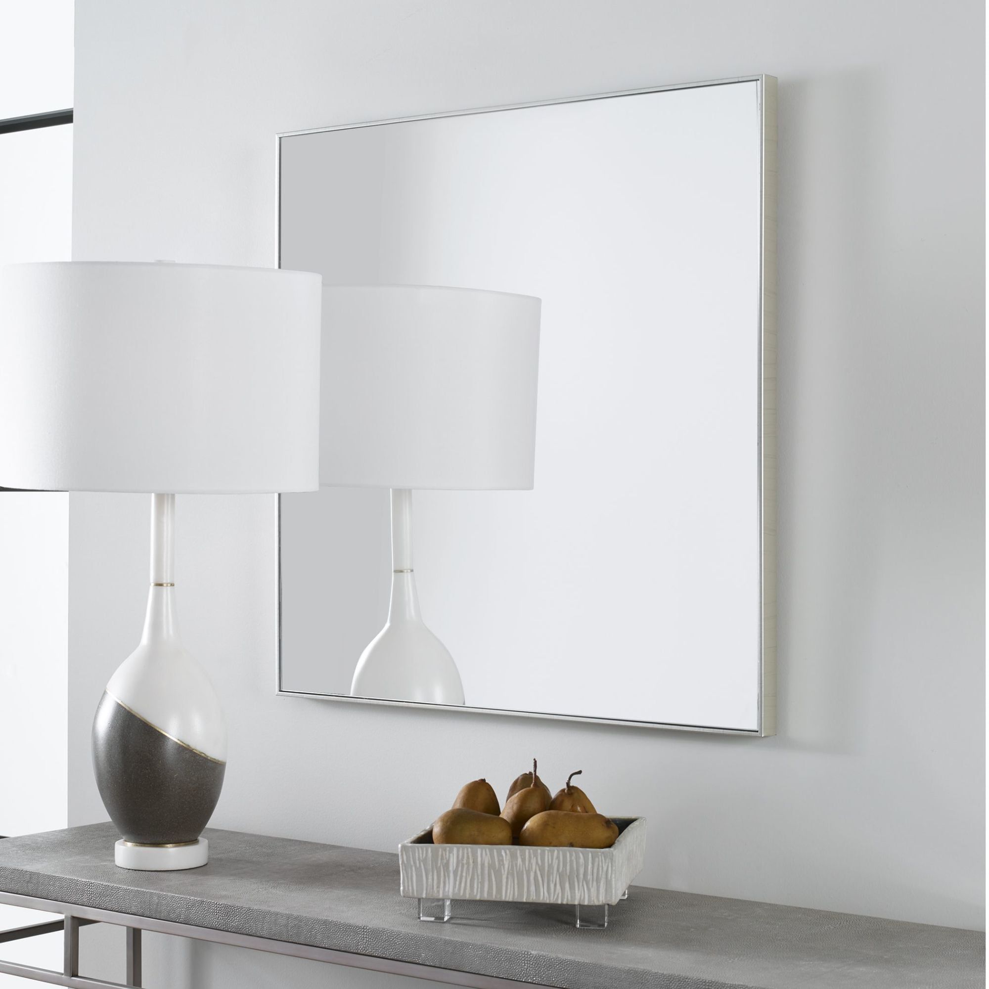 Alexo 29" Square Silver Wood Vanity Mirror