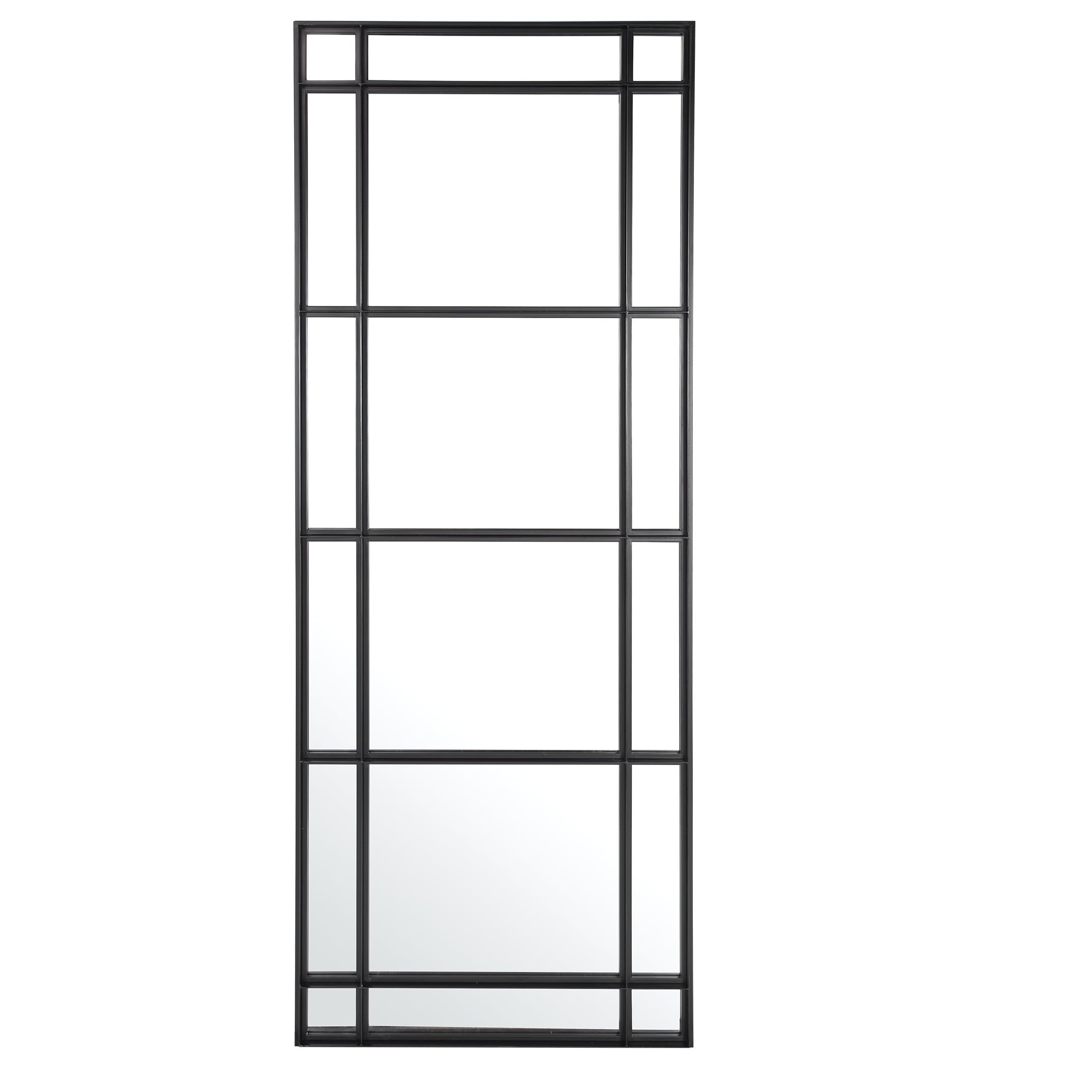 Modern Satin Black Iron Rectangular Large Mirror 29" x 79"