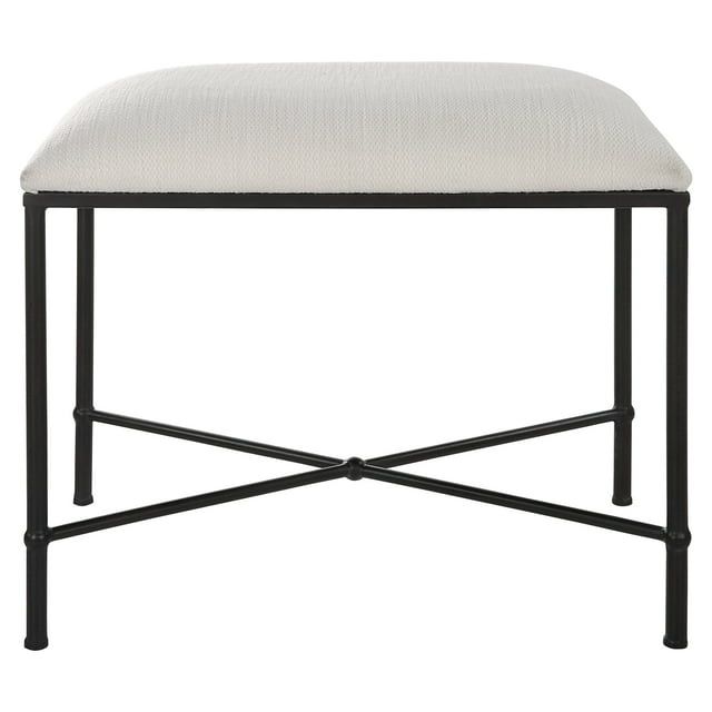 Avenham 24" Transitional Iron Framed Bench in Crisp White
