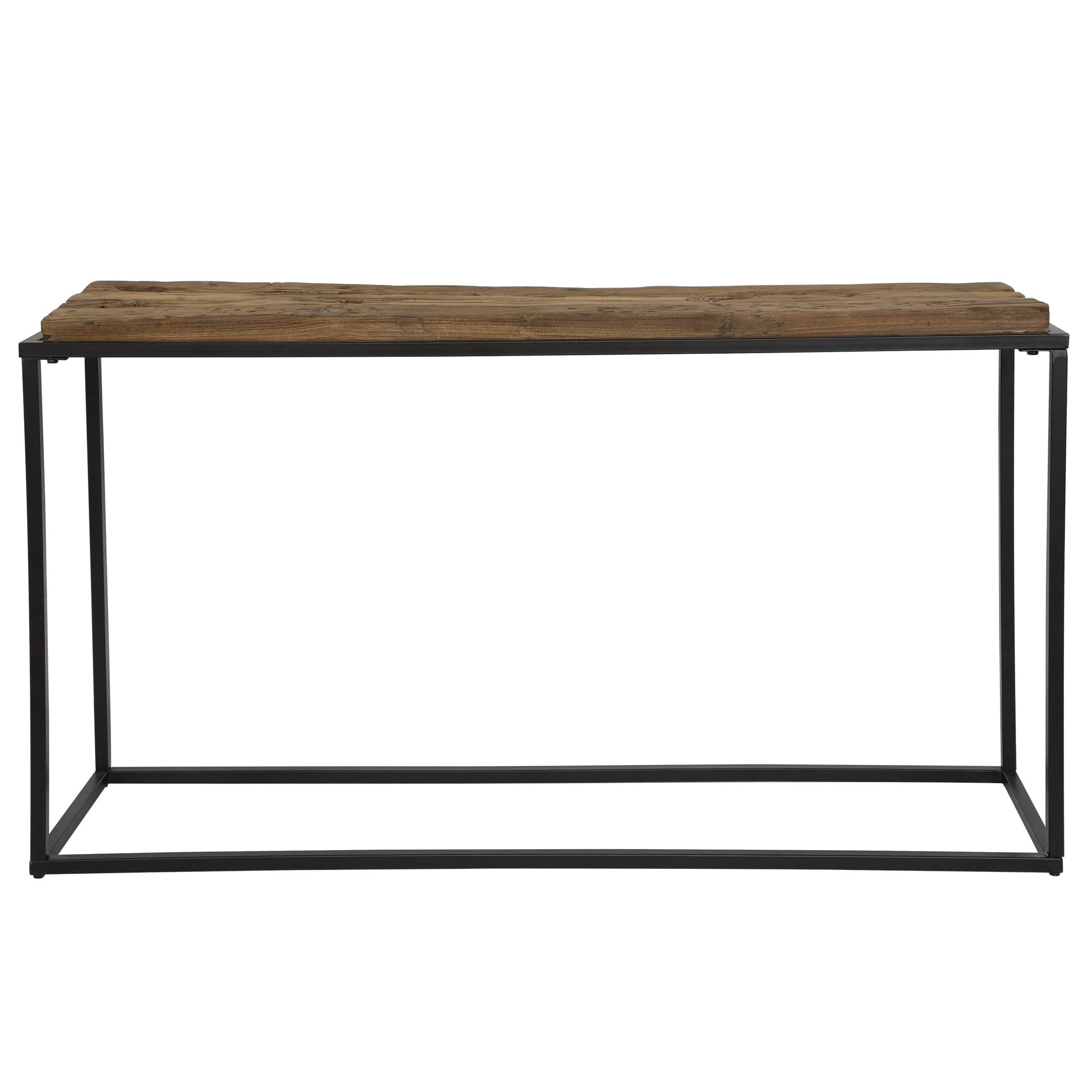 Holston 54" Satin Black and Natural Reclaimed Wood Console Table