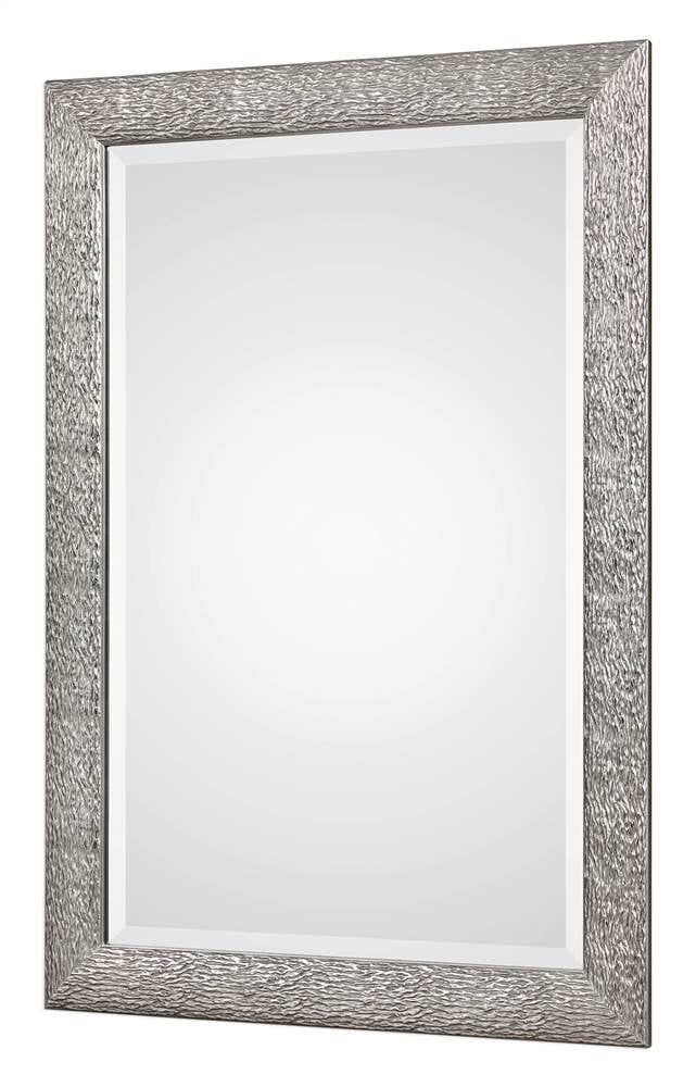 Mossley Transitional Rectangular Wood and Silver Wall Mirror