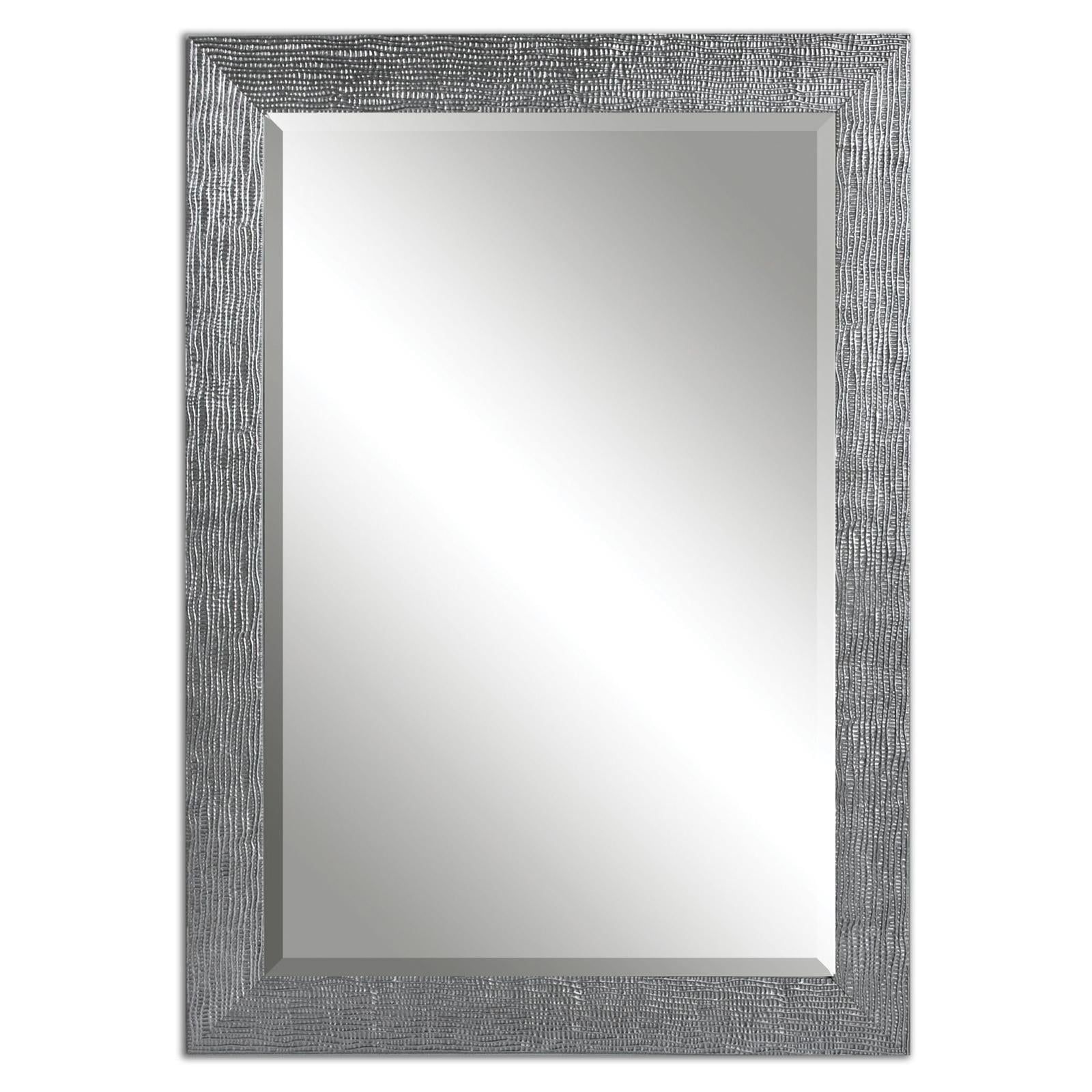 Tarek Contemporary Silver Wood Rectangular Wall Mirror