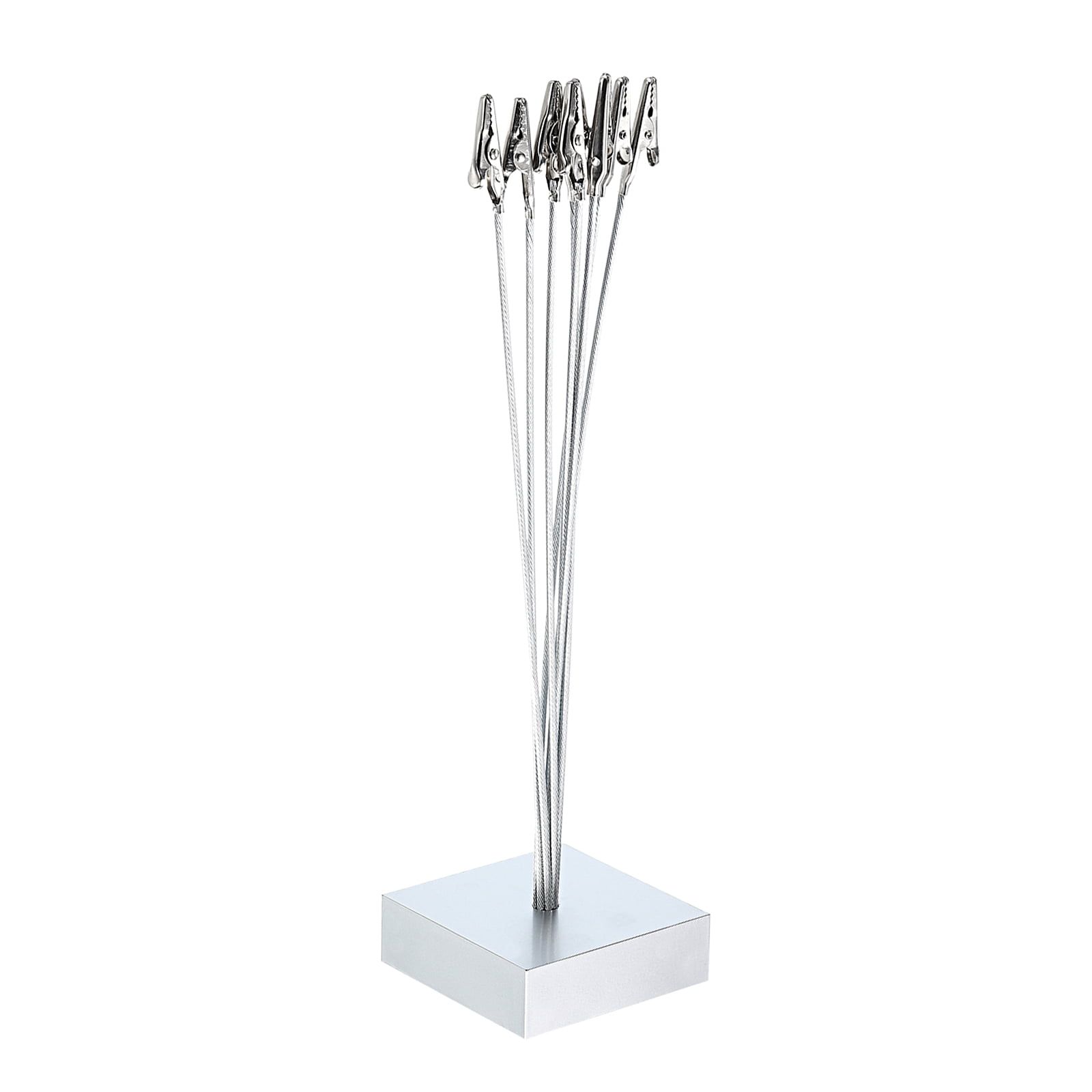 Silver Resin Cube Base Place Card Holder with 8 Clips