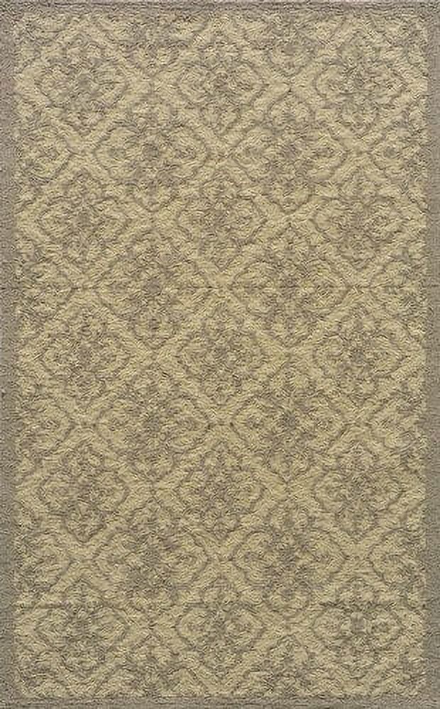 Taupe Geometric Hand-Hooked Indoor Outdoor Rug 5' x 8'