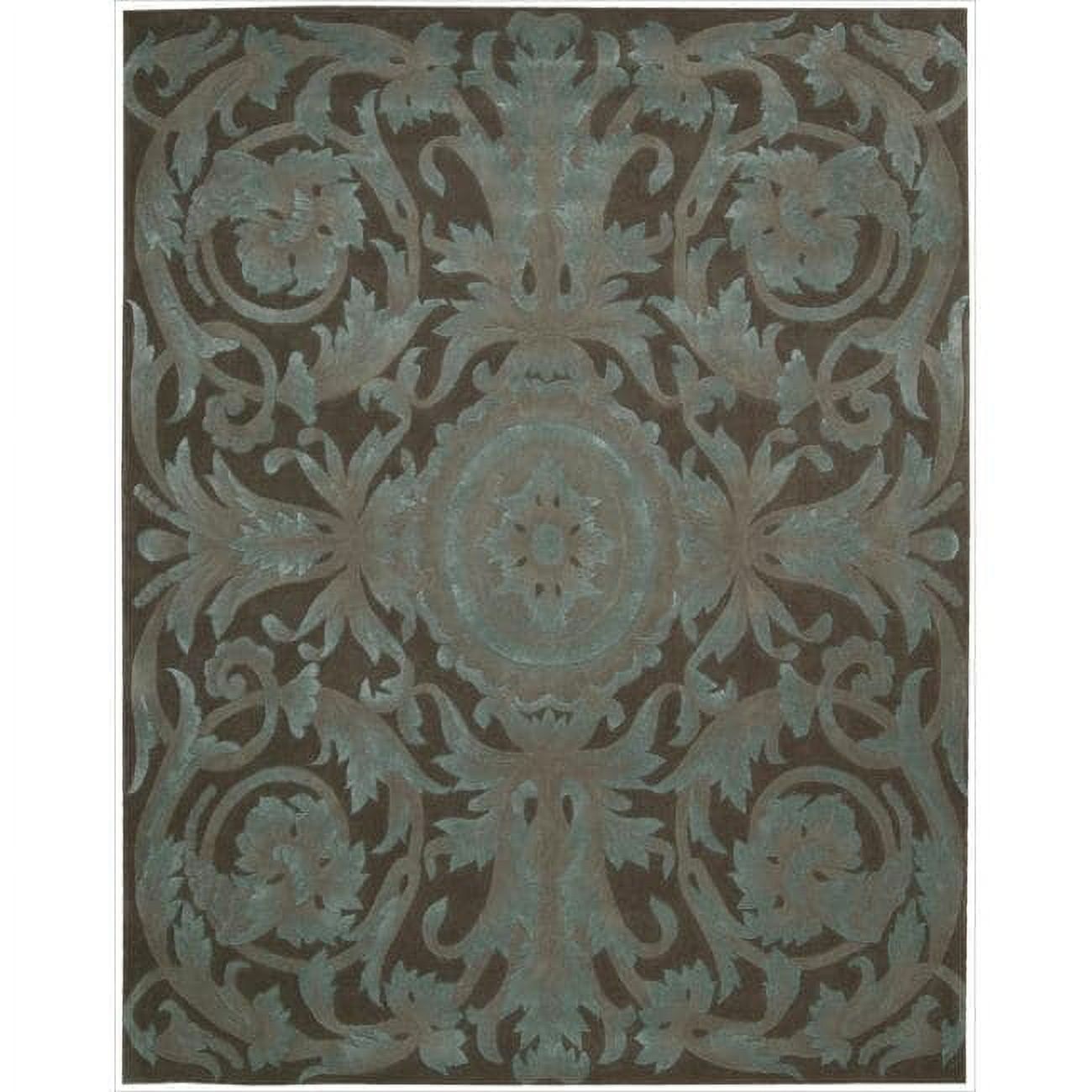 Mocha Floral Hand-Tufted Wool and Viscose Rug 8x11
