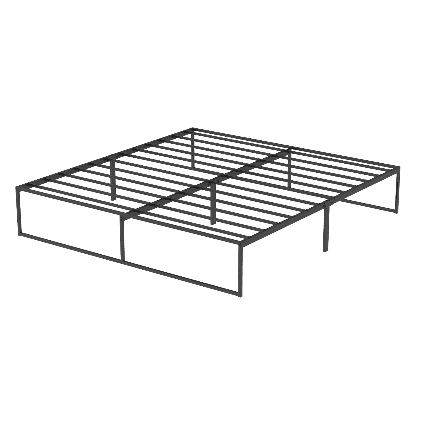 King Black Metal Platform Bed Frame with Underbed Storage