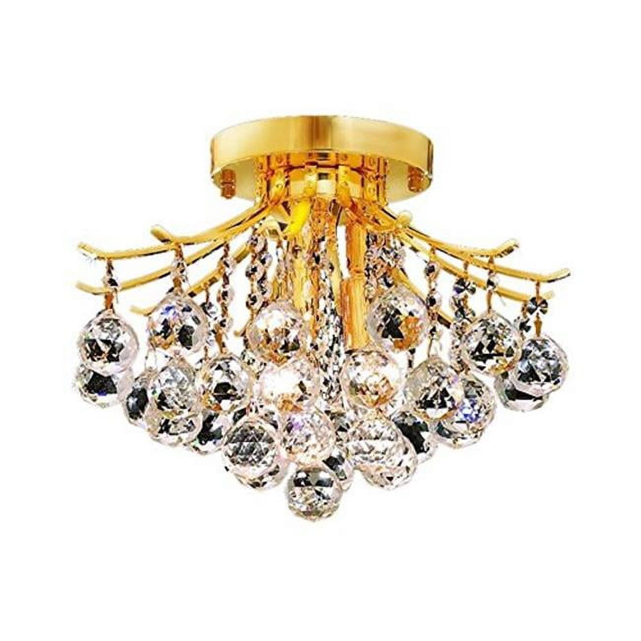 Gold and Crystal 12" Flush Mount Light with Royal Cut Crystals