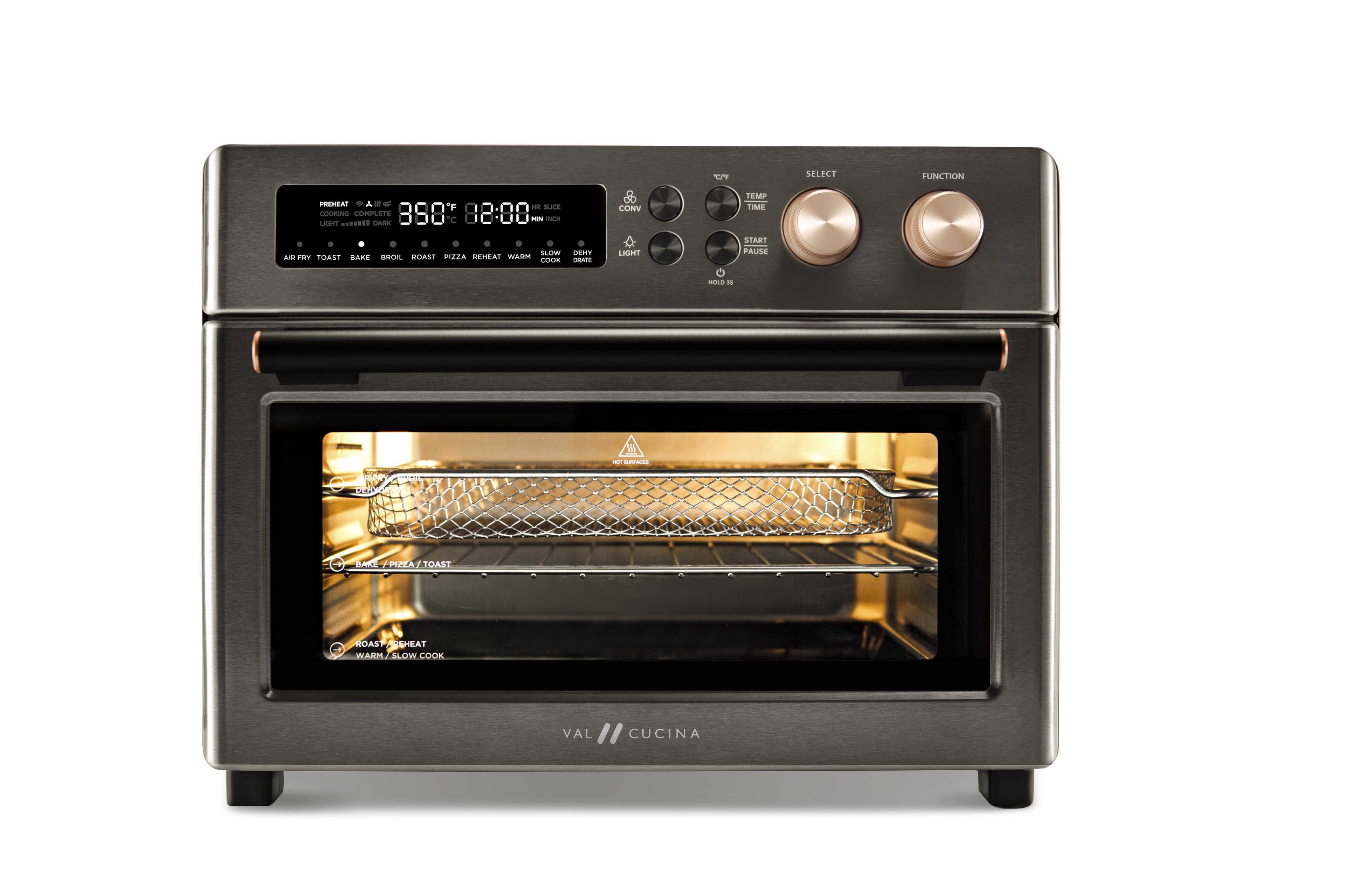 Black Matte Stainless Steel 6-Slice Digital Air Fryer Toaster Oven