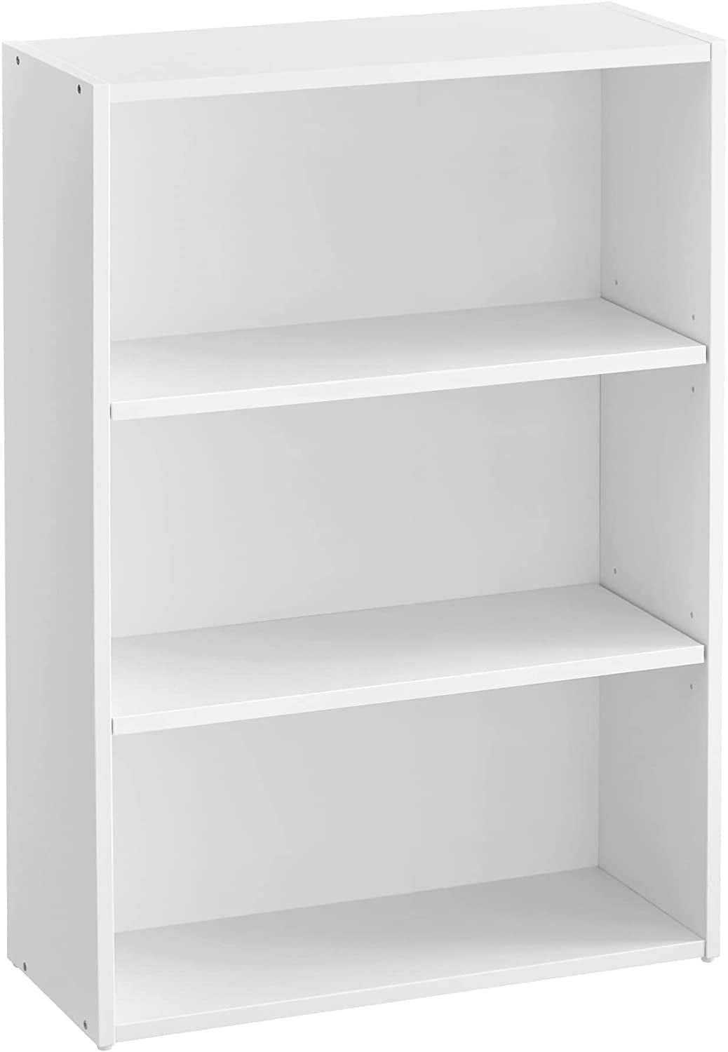 White 3-Tier Adjustable Standard Bookcase with Closed Back